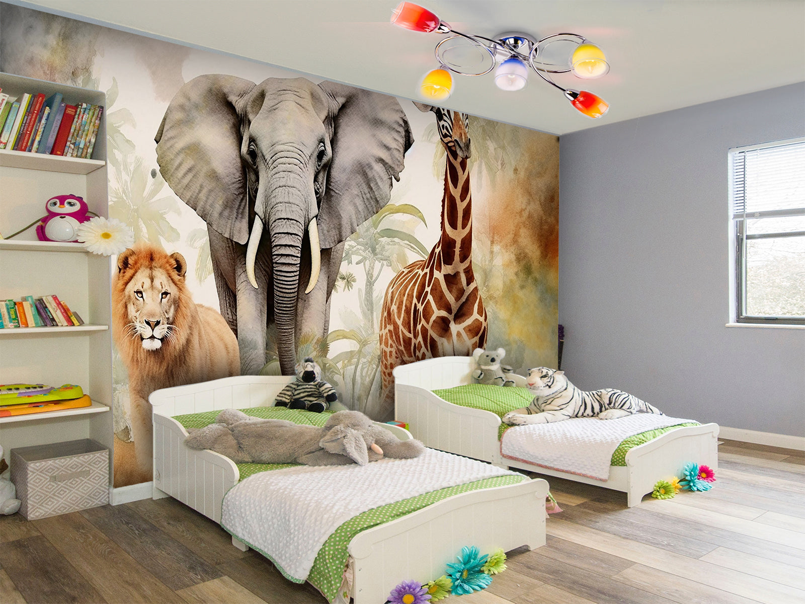 Fototapete Löwe Giraffe Elefant