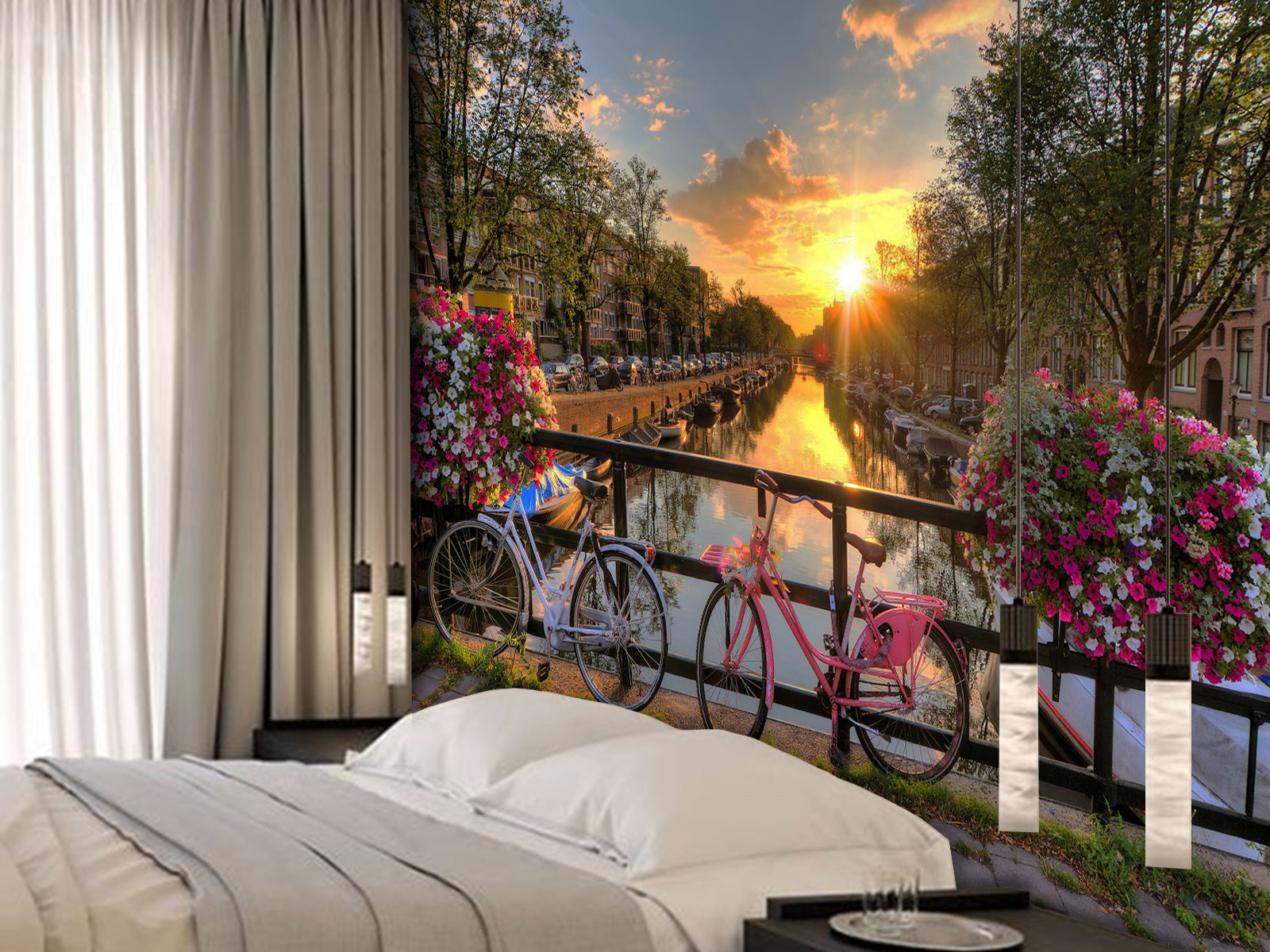 Fototapete Amsterdam Sonnenuntergang Fahrrad