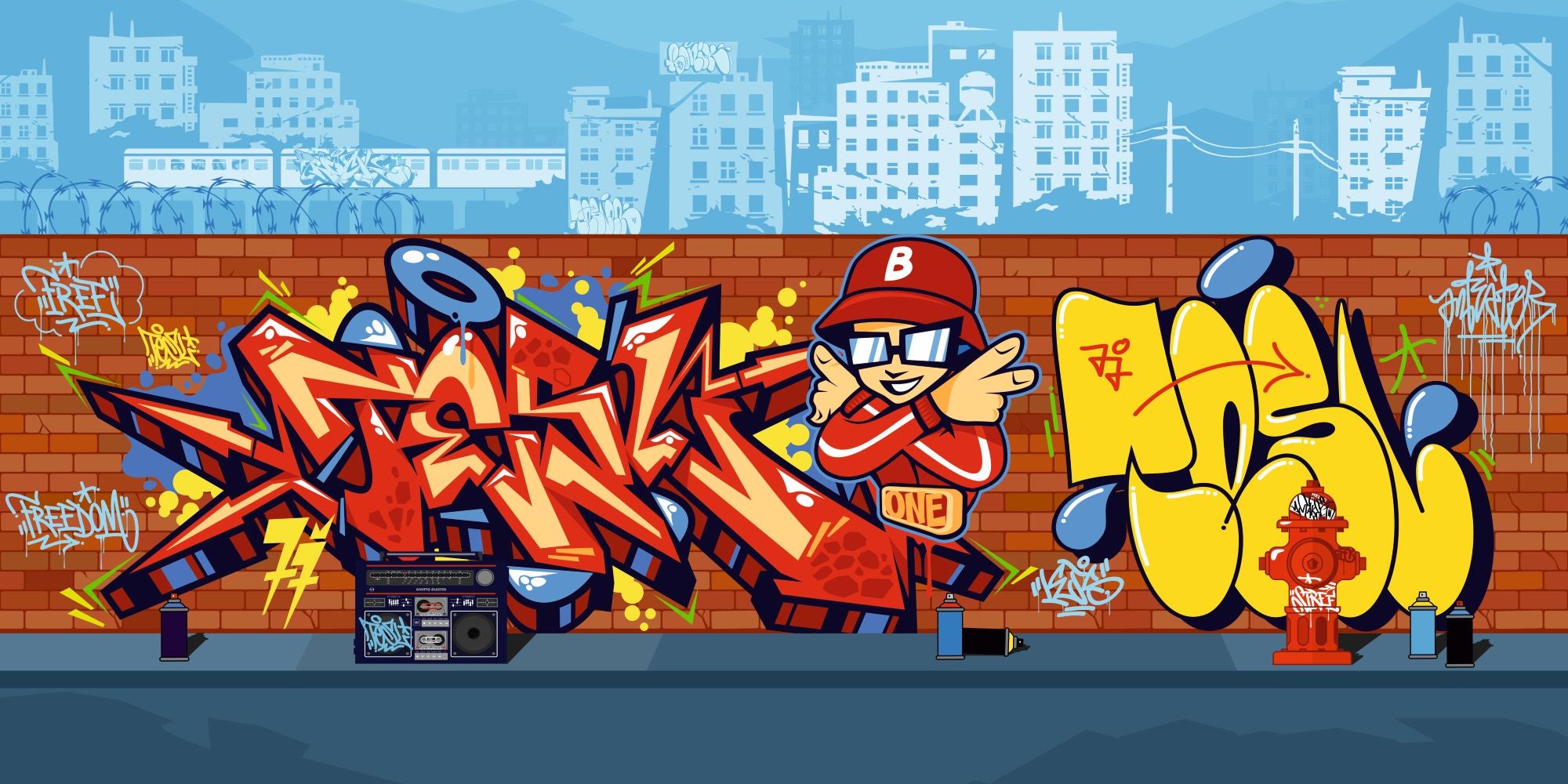 Fototapete Graffiti an Mauer