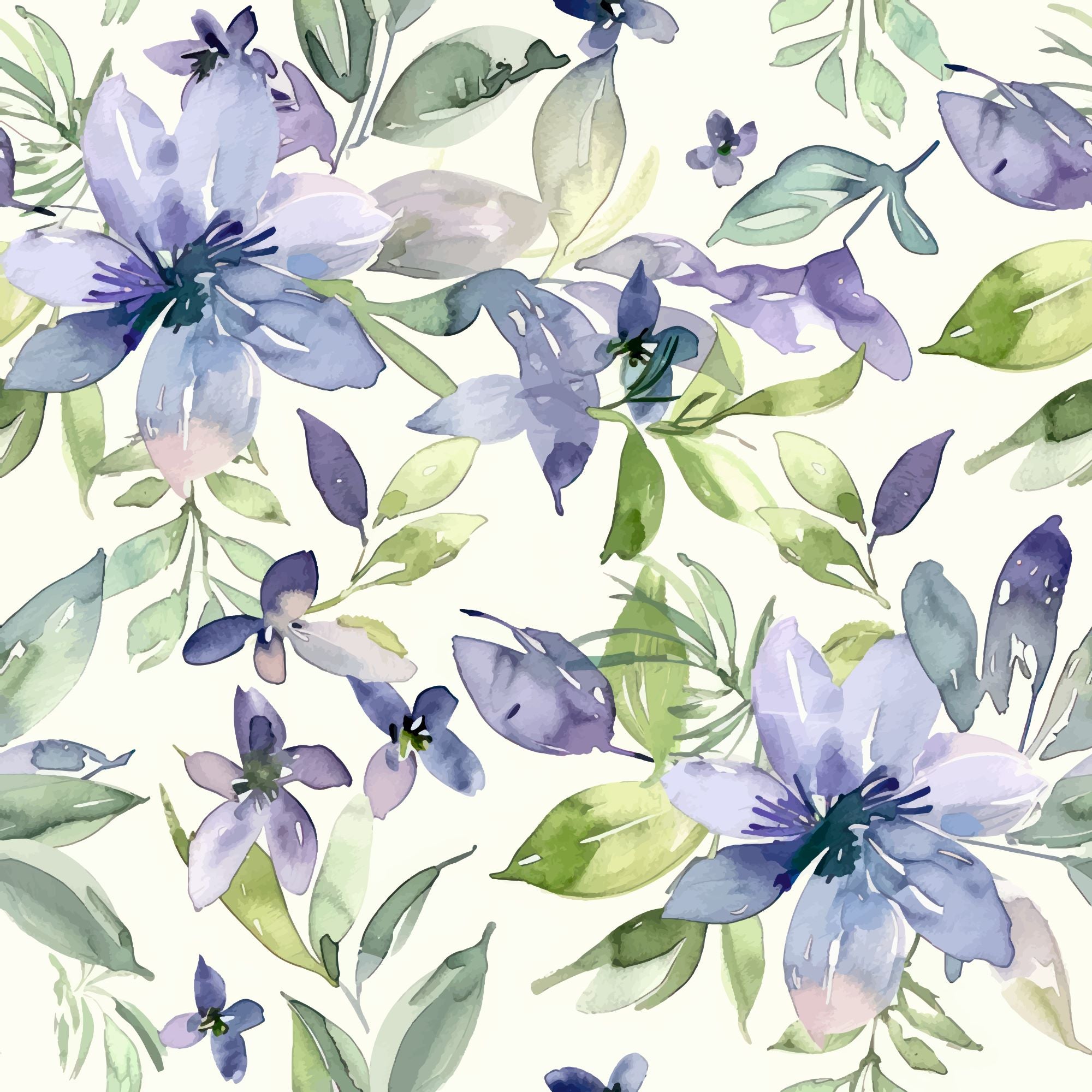 Fototapete Aquarell Farbe Blume Lila Grün