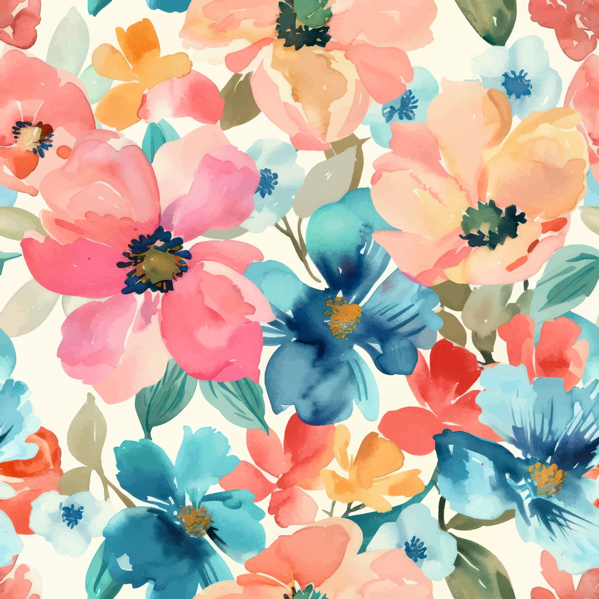 Fototapete Aquarell Blume Farbe Bunt