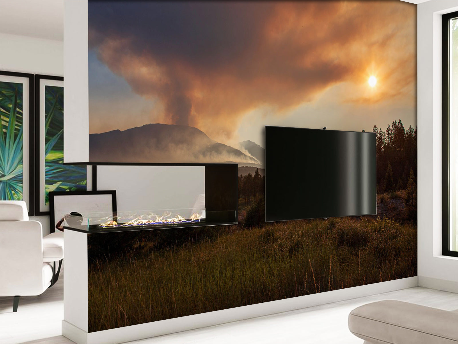 Fototapete Wald Dämmerung Berge