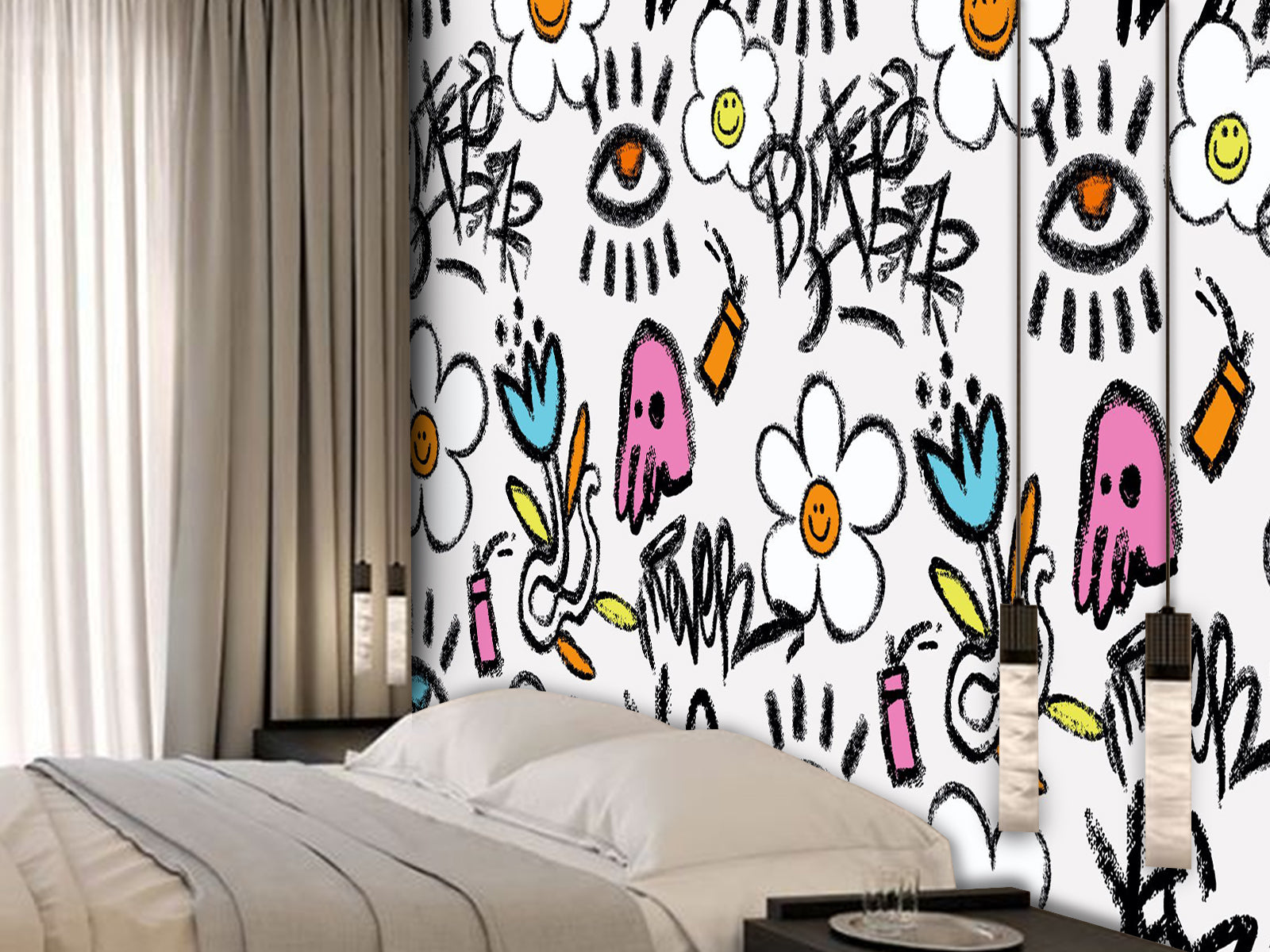 Fototapete Graffiti Symbole Zeichnung