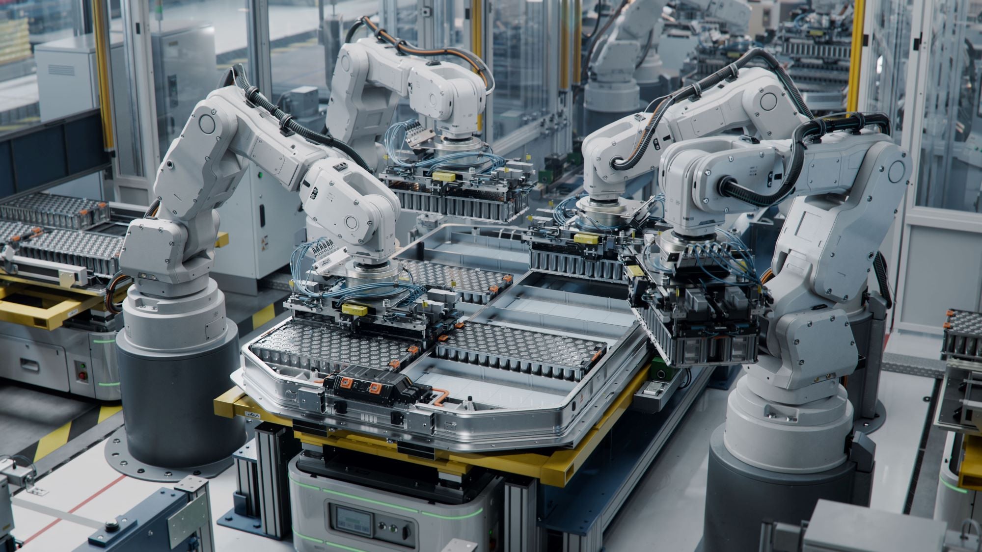 Fototapete Roboter Industrie Halle