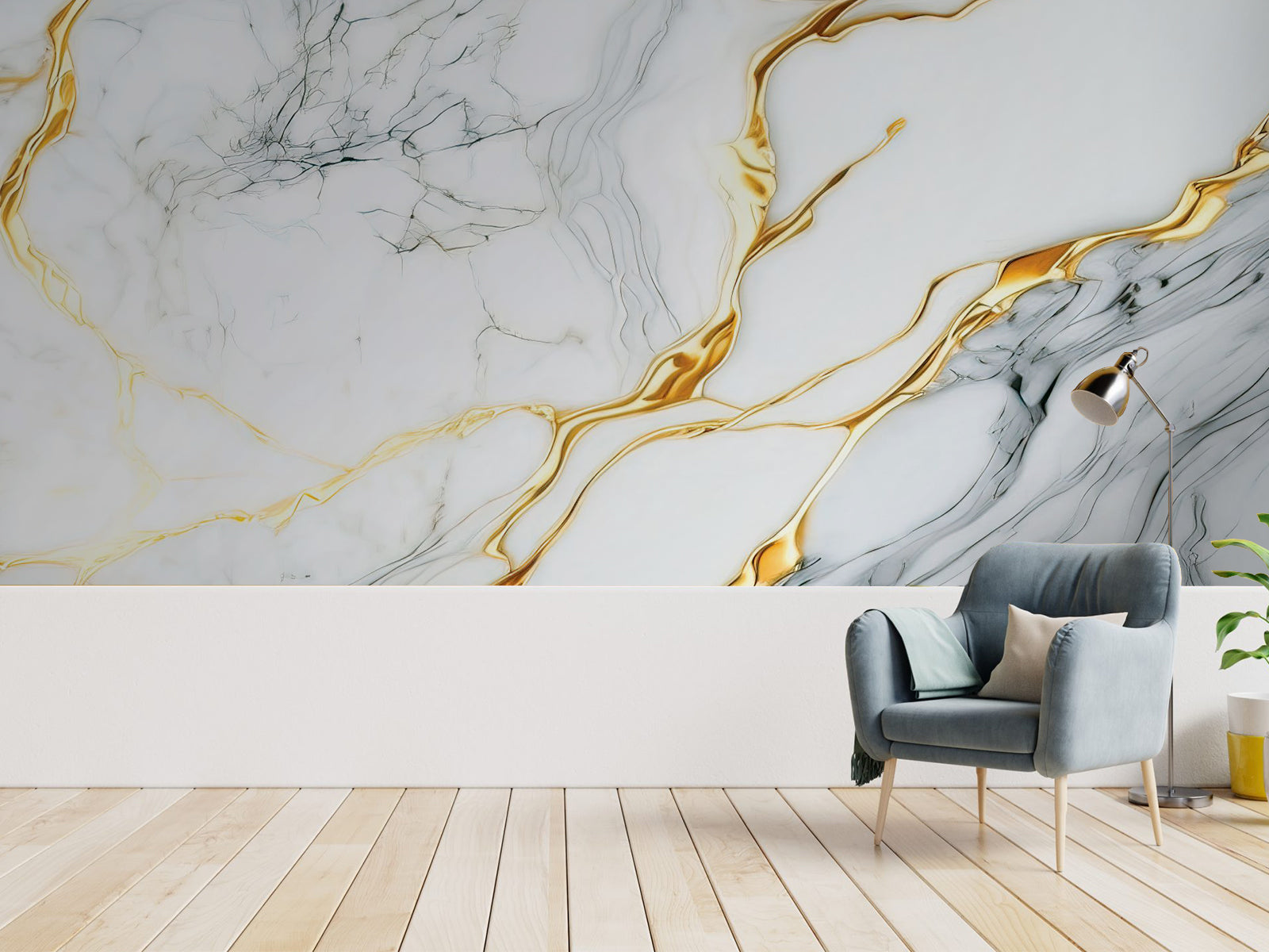 Fototapete Marmor weiss Gold Textur