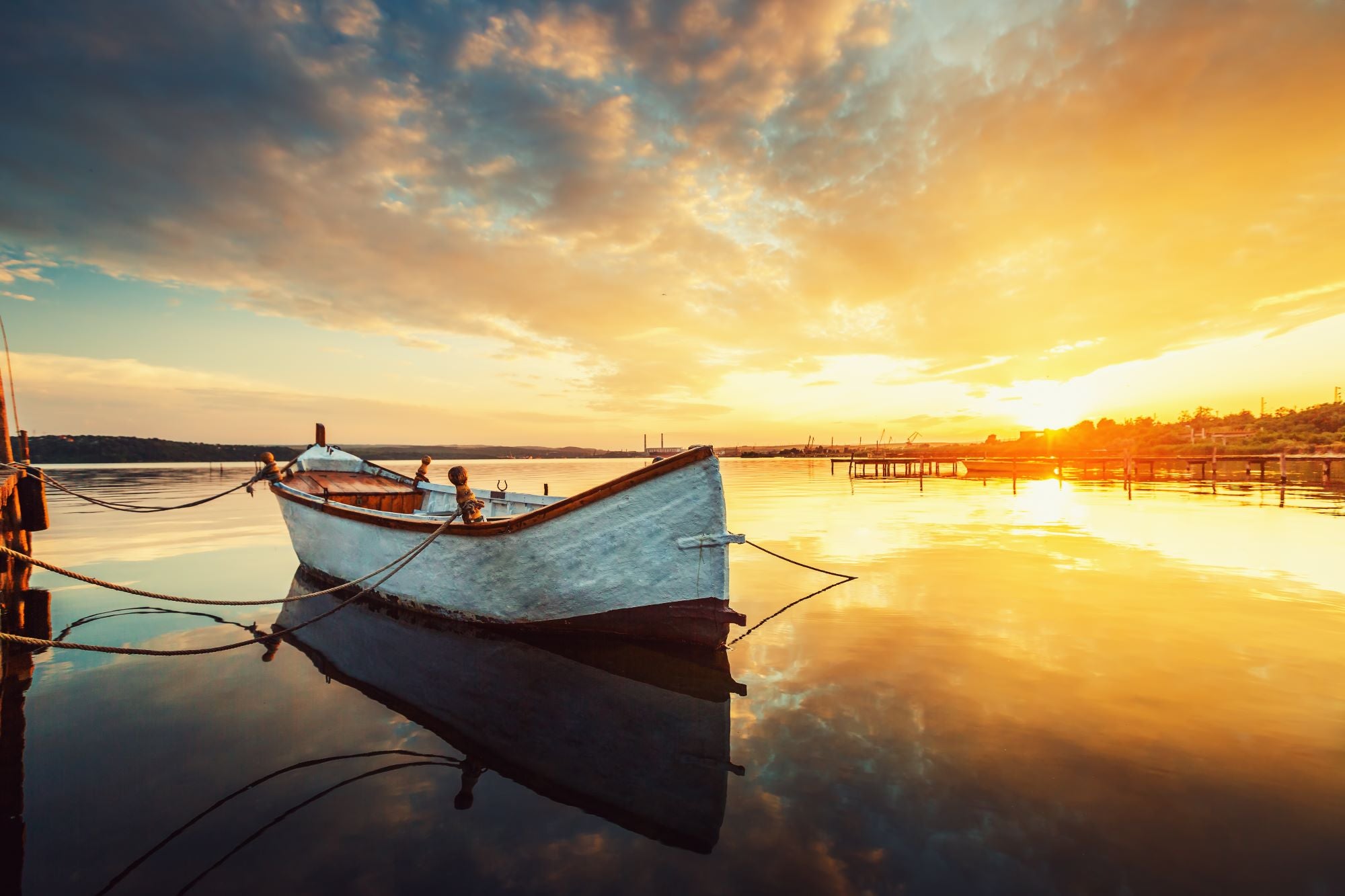 Fototapete Boot Sonnenuntergang