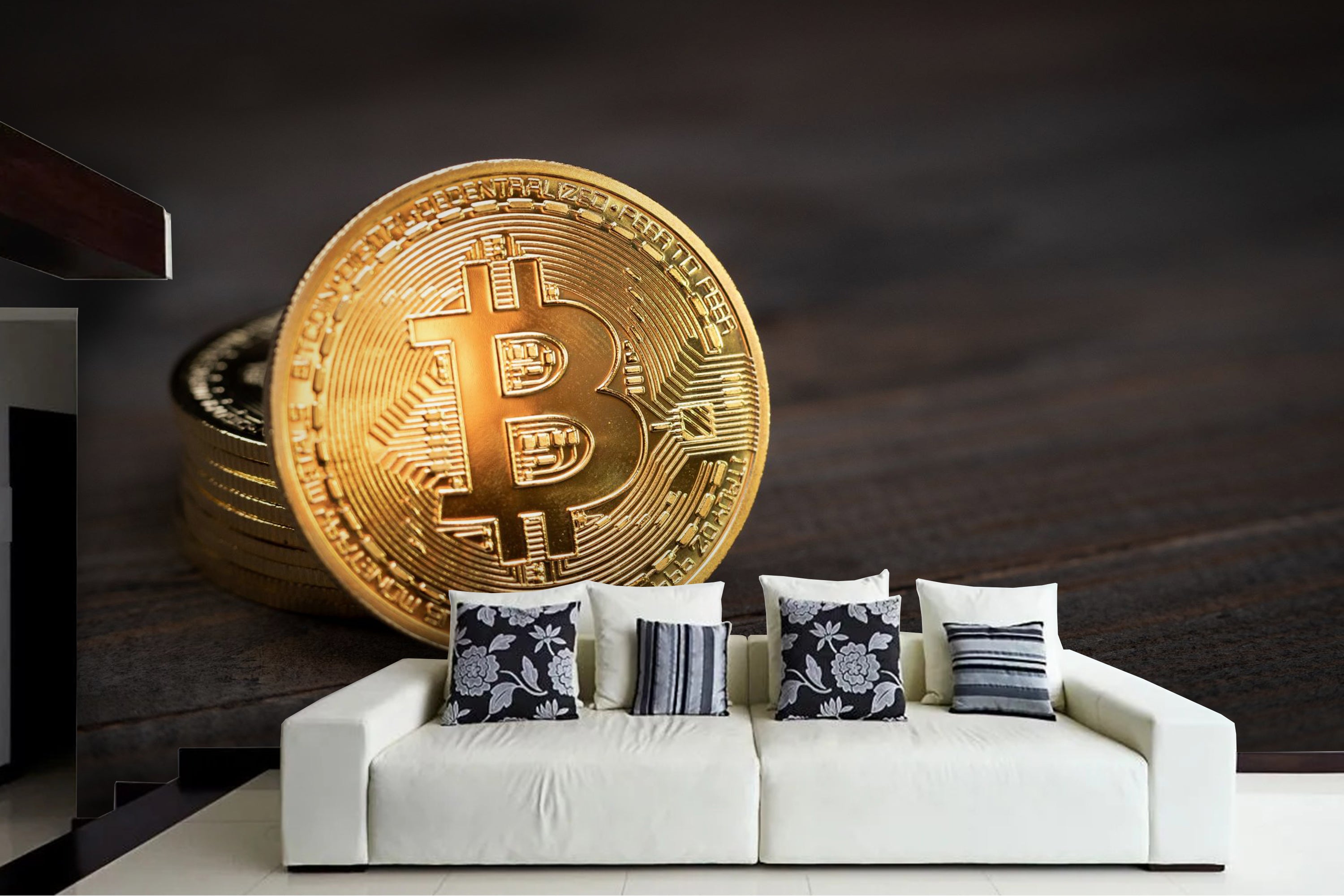 Fototapete Bitcoin Münze Gold