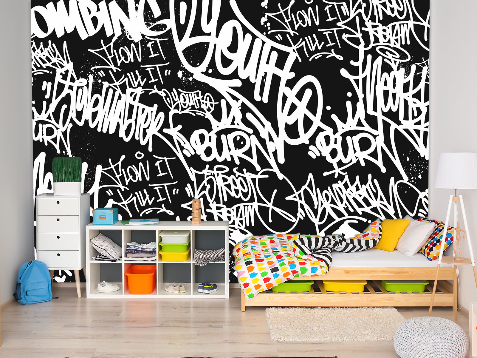 Fototapete Graffiti Schwarz Weiss