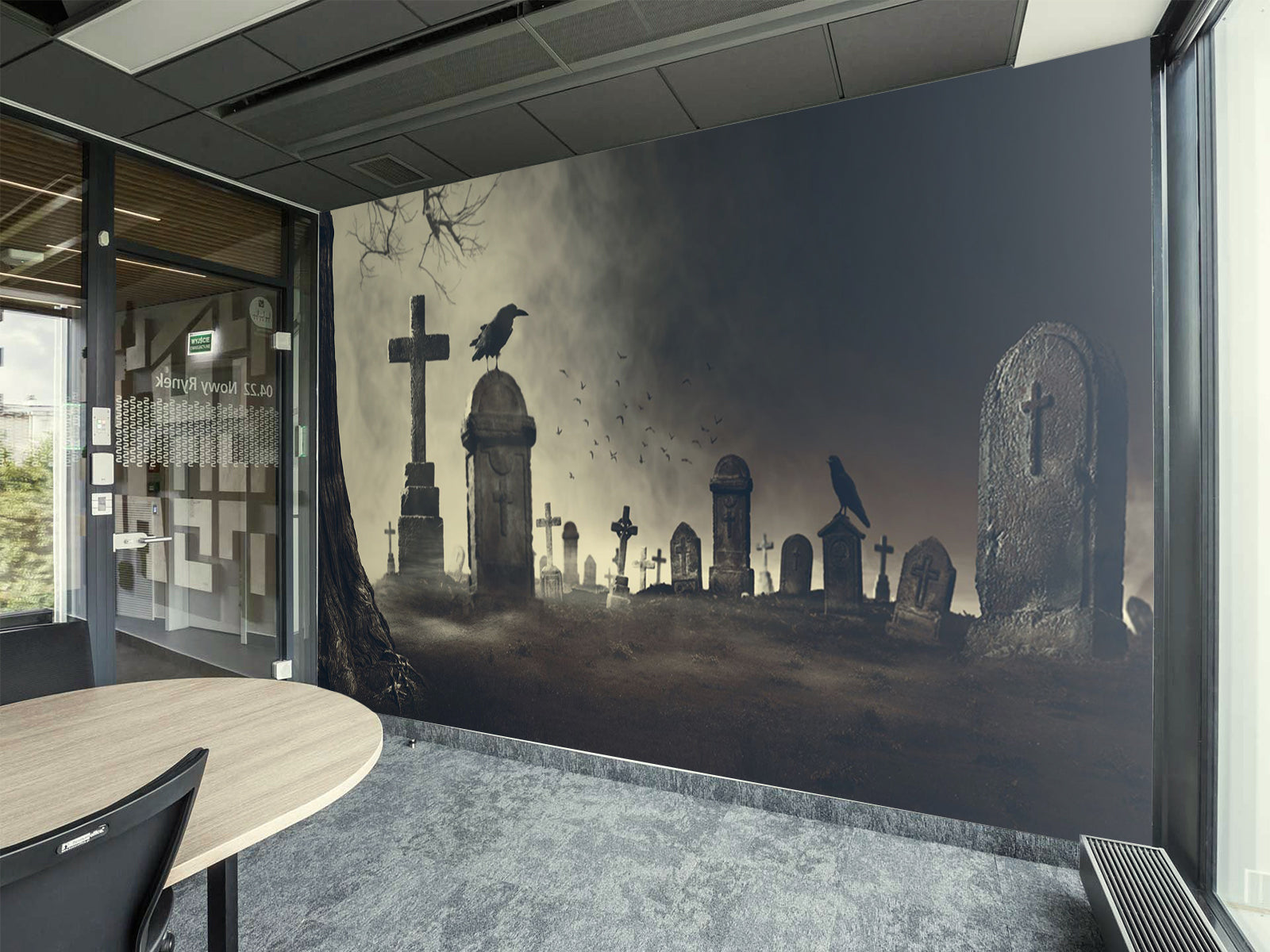 Fototapete Friedhof im Nebel