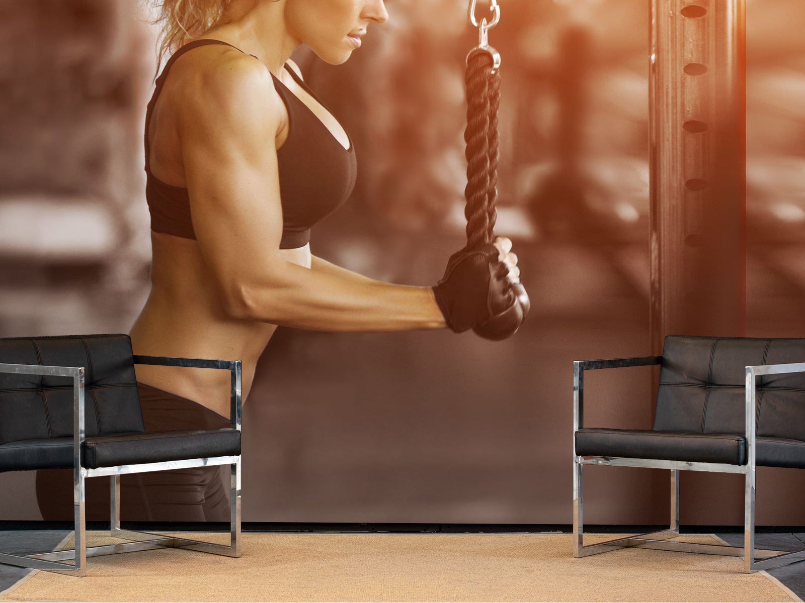 Fototapete Fitnessstudio Frau Trizeps