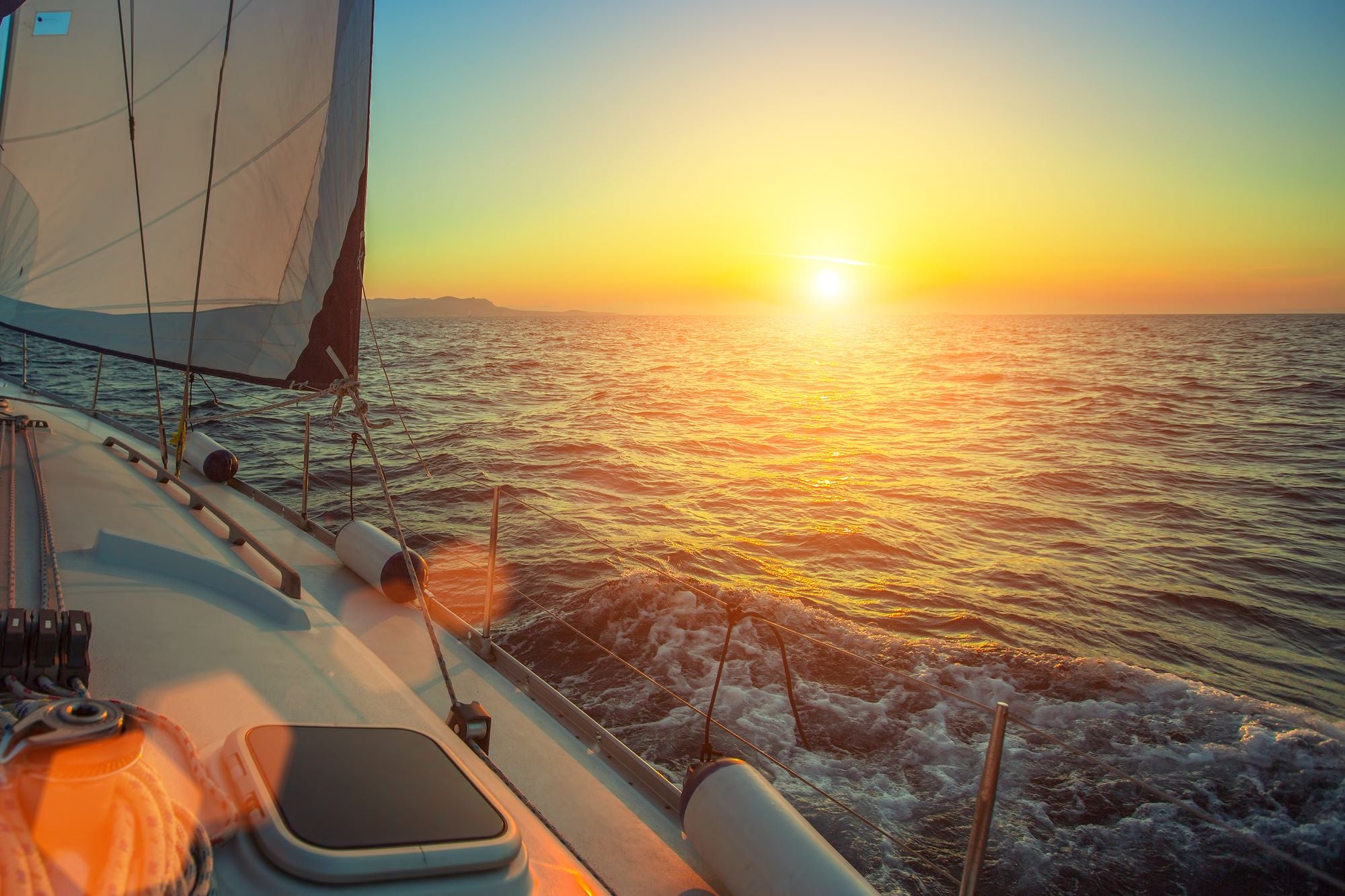 Fototapete Segelboot Sonnenuntergang