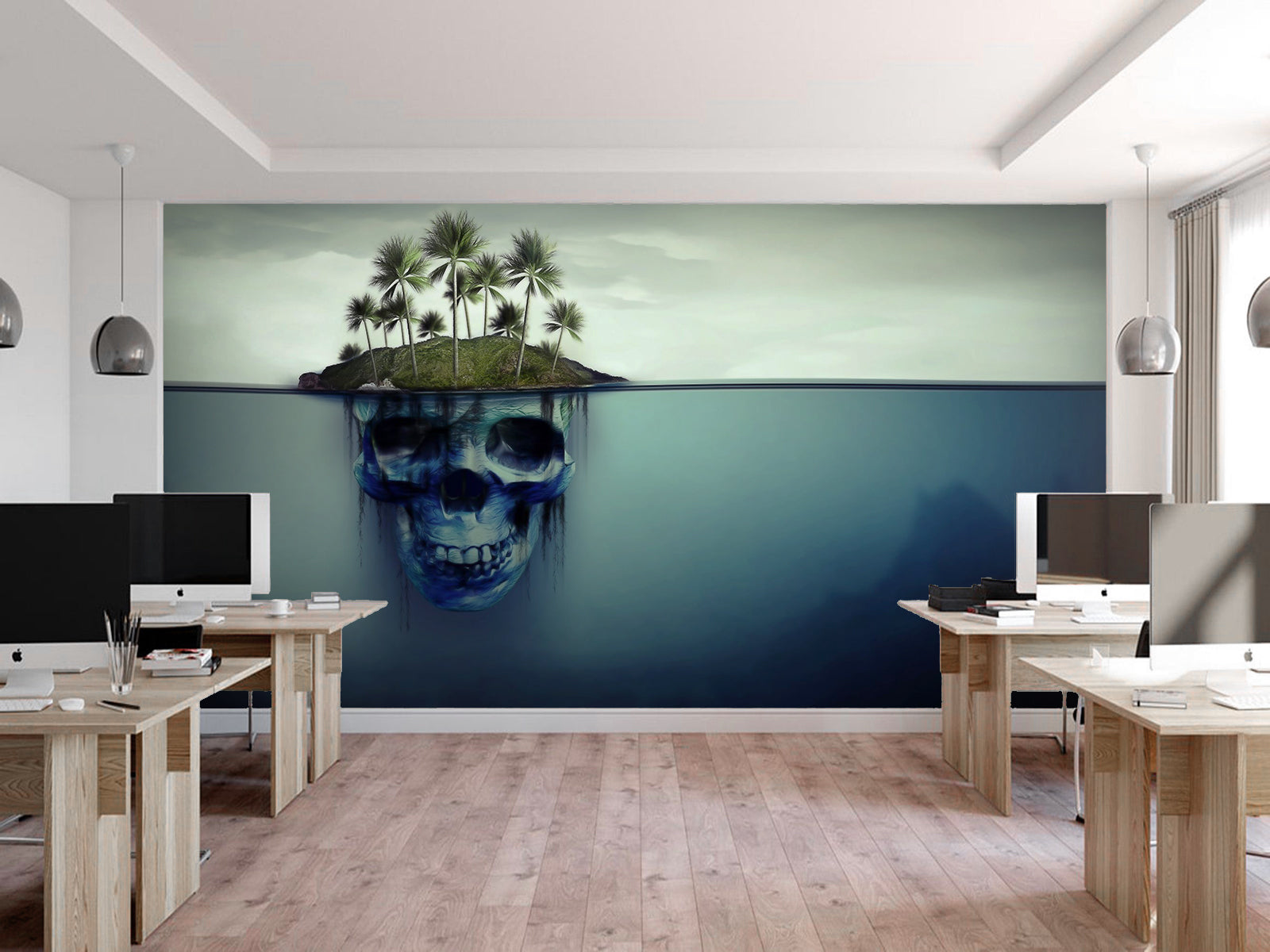 Fototapete Totenkopf Insel Unterwasser