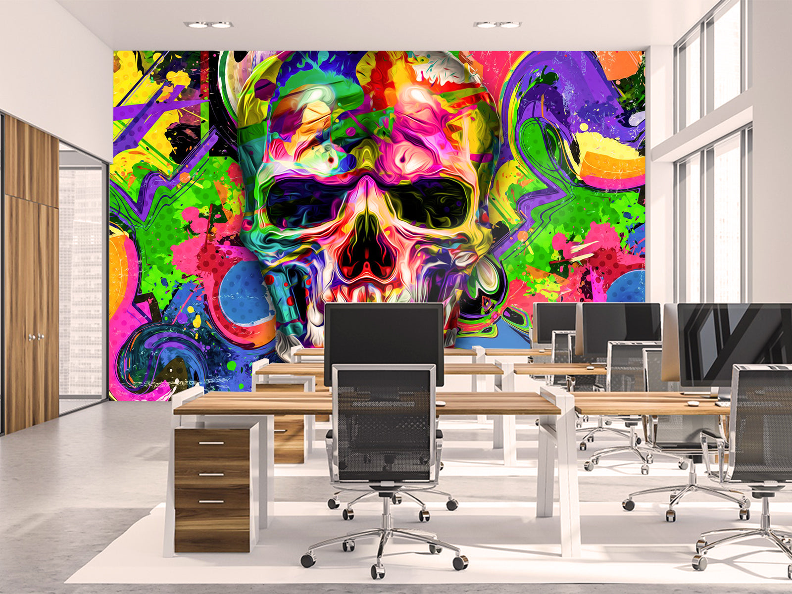 Fototapete Totenkopf Grafitti Bunt Farbe