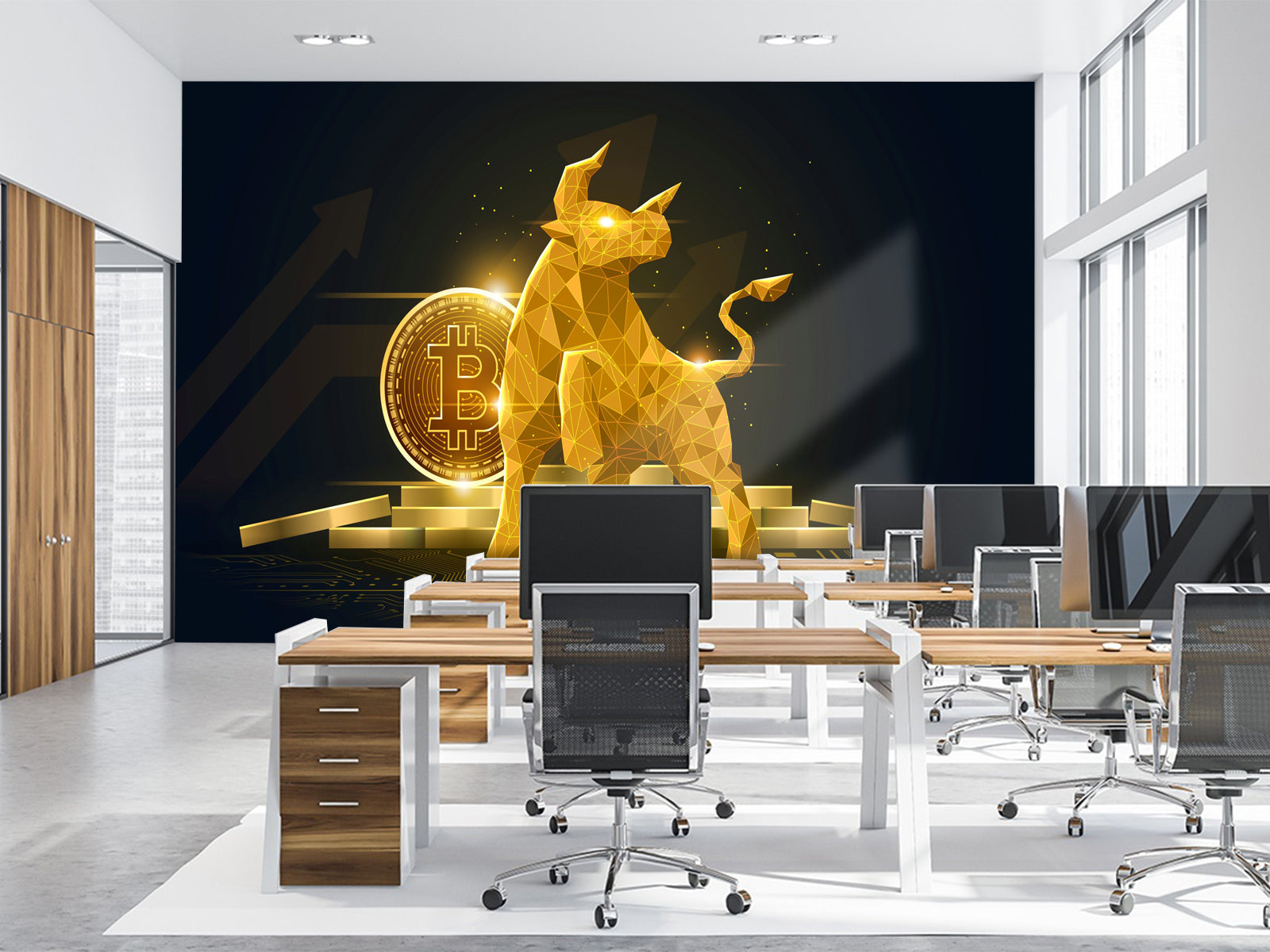 Fototapete Bitcoin Stier Gold