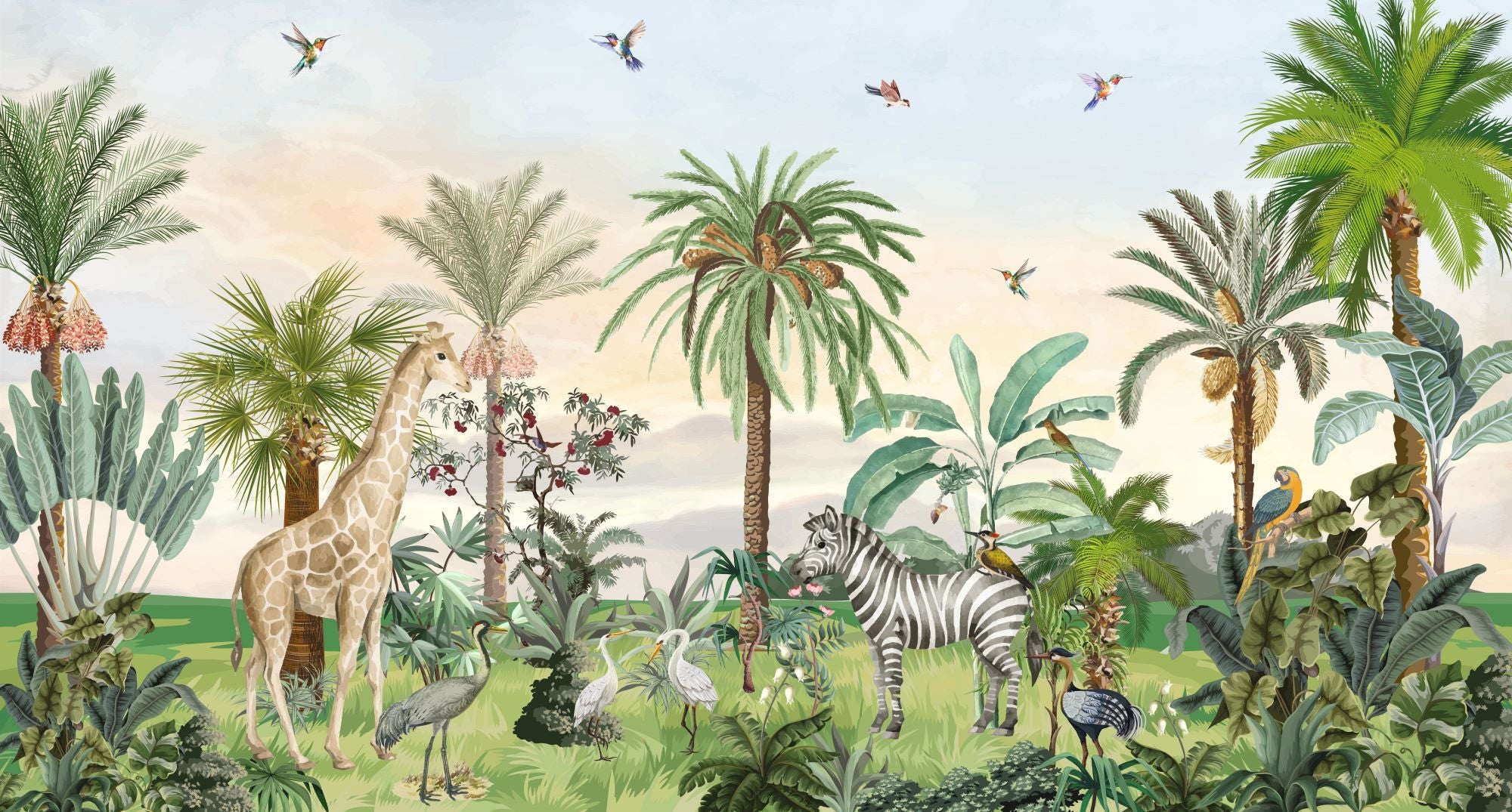 Fototapete Kinder Palme Tiere