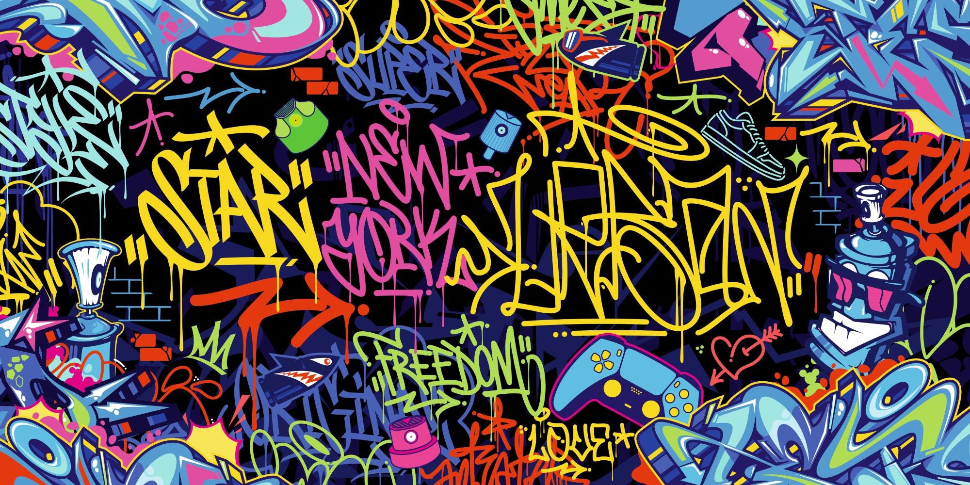 Fototapete Graffiti Symbole Style