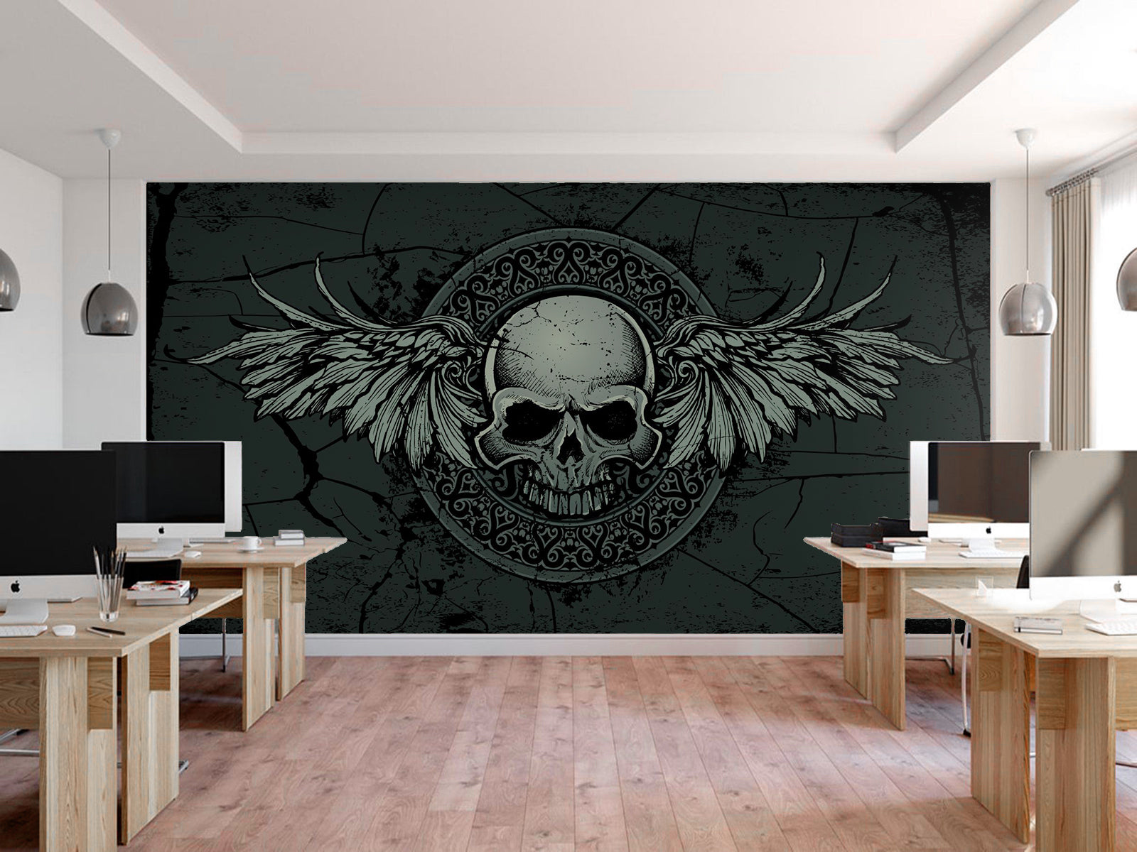 Fototapete Totenkopf Flügel Engel