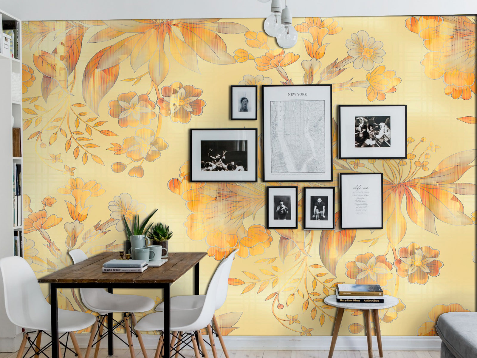 Fototapete Aquarell Gold Gelb Blüten