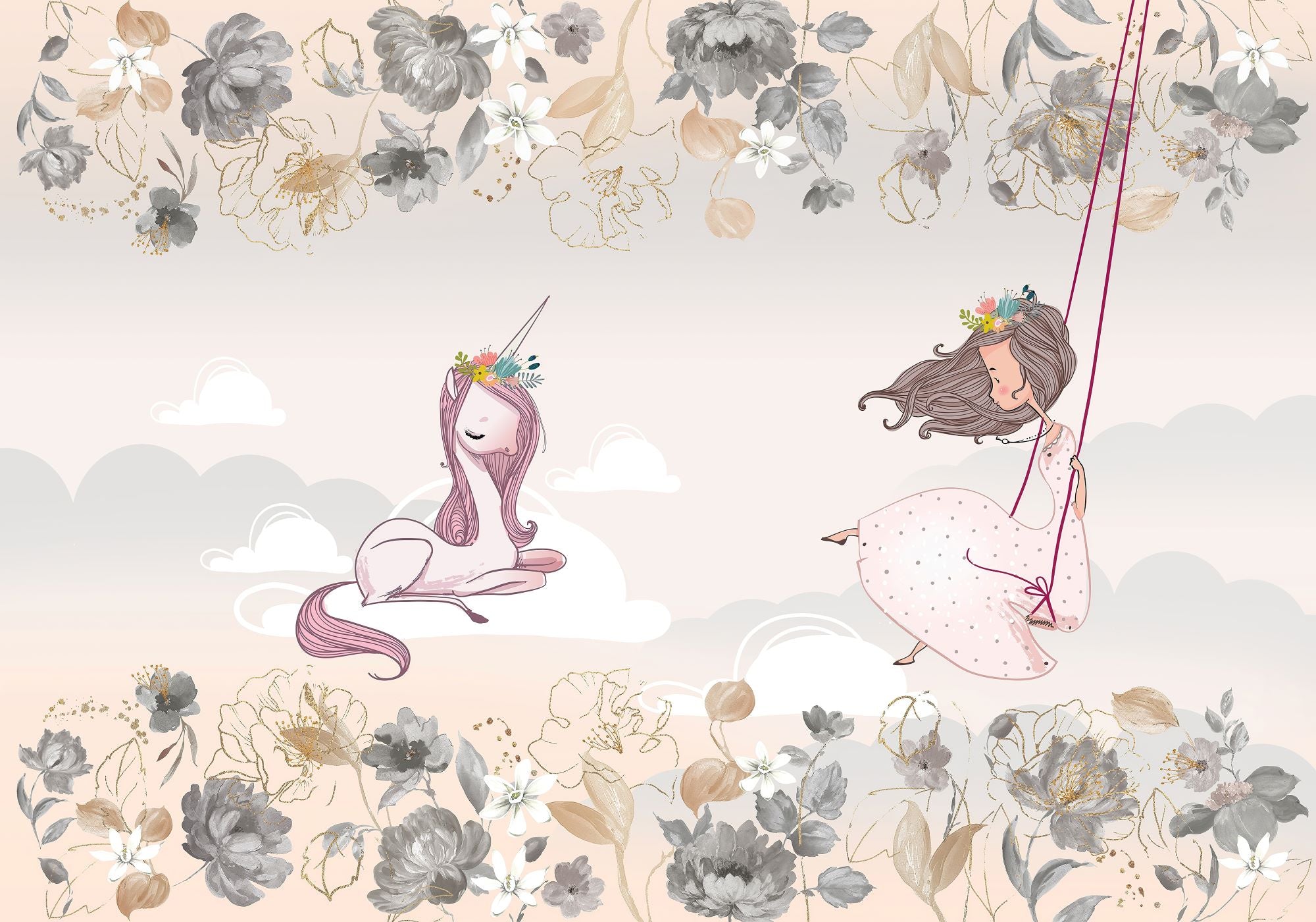 Fototapete Einhorn Prinzessin