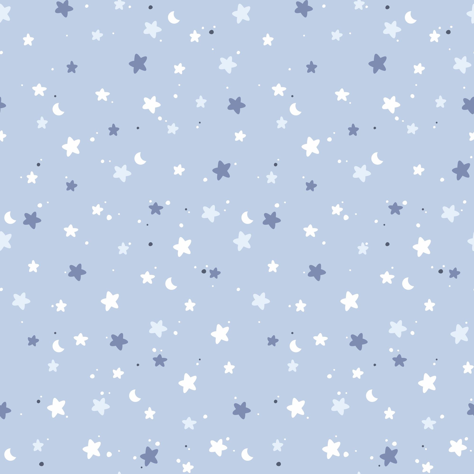 Fototapete Sterne Mond Blau Weiss