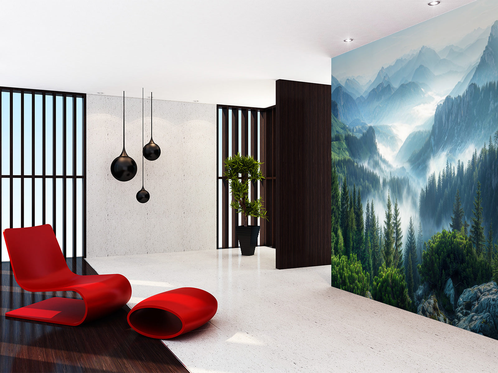 Fototapete Berge Wälder Gebirgskette