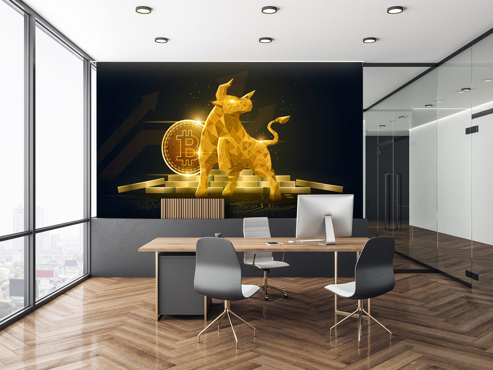 Fototapete Bitcoin Stier Gold