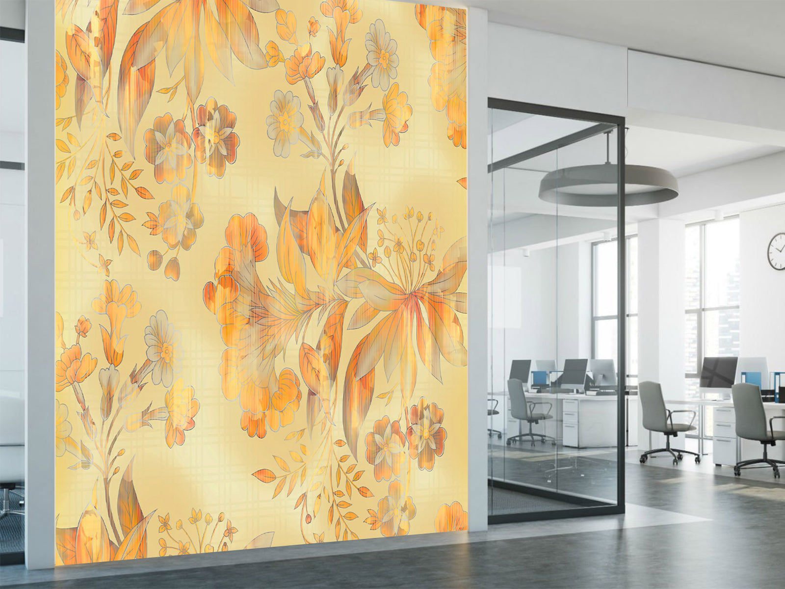 Fototapete Aquarell Gold Gelb Blüten