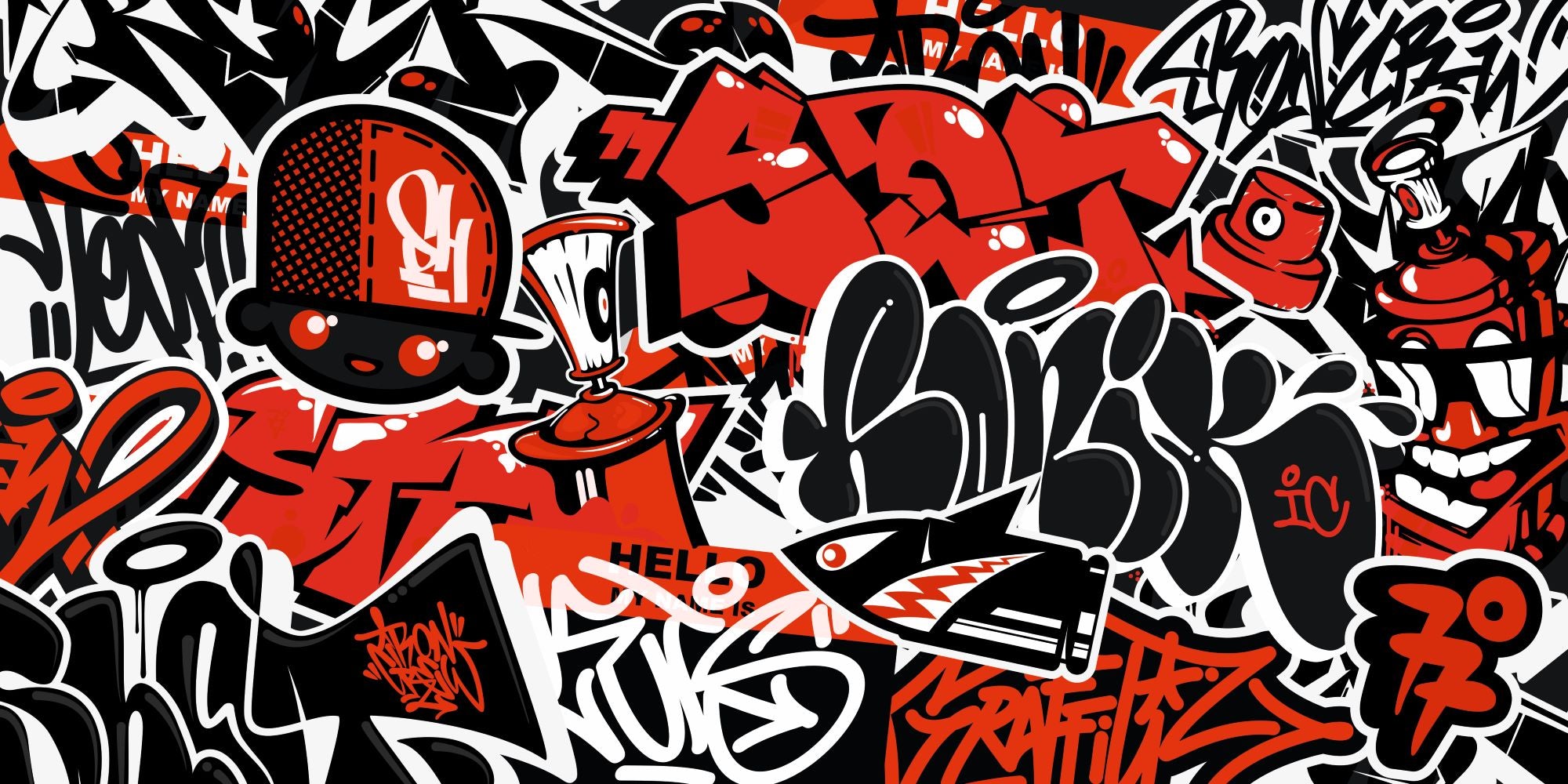 Fototapete Graffiti Rot Schwarz