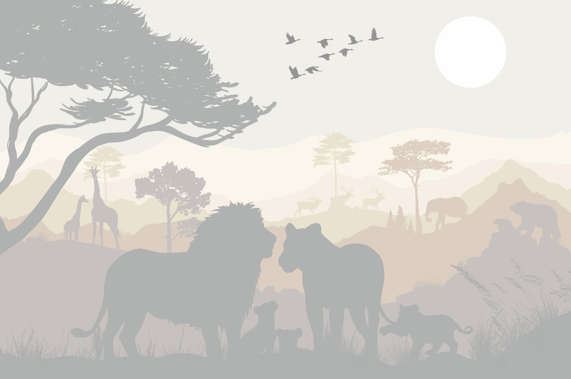 Fototapete Löwen Savanne Afrika