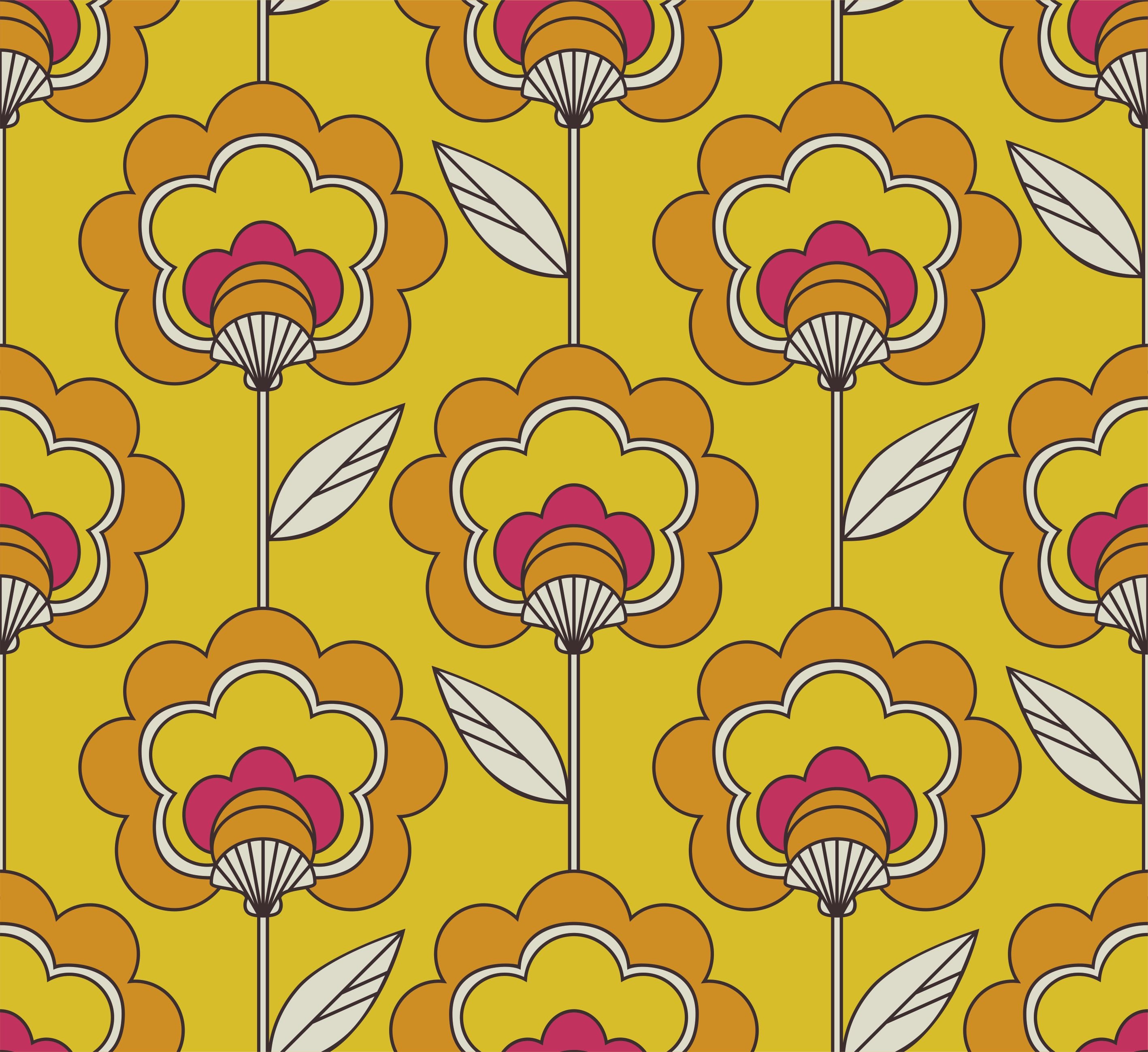 Fototapete Retro Blume gelb