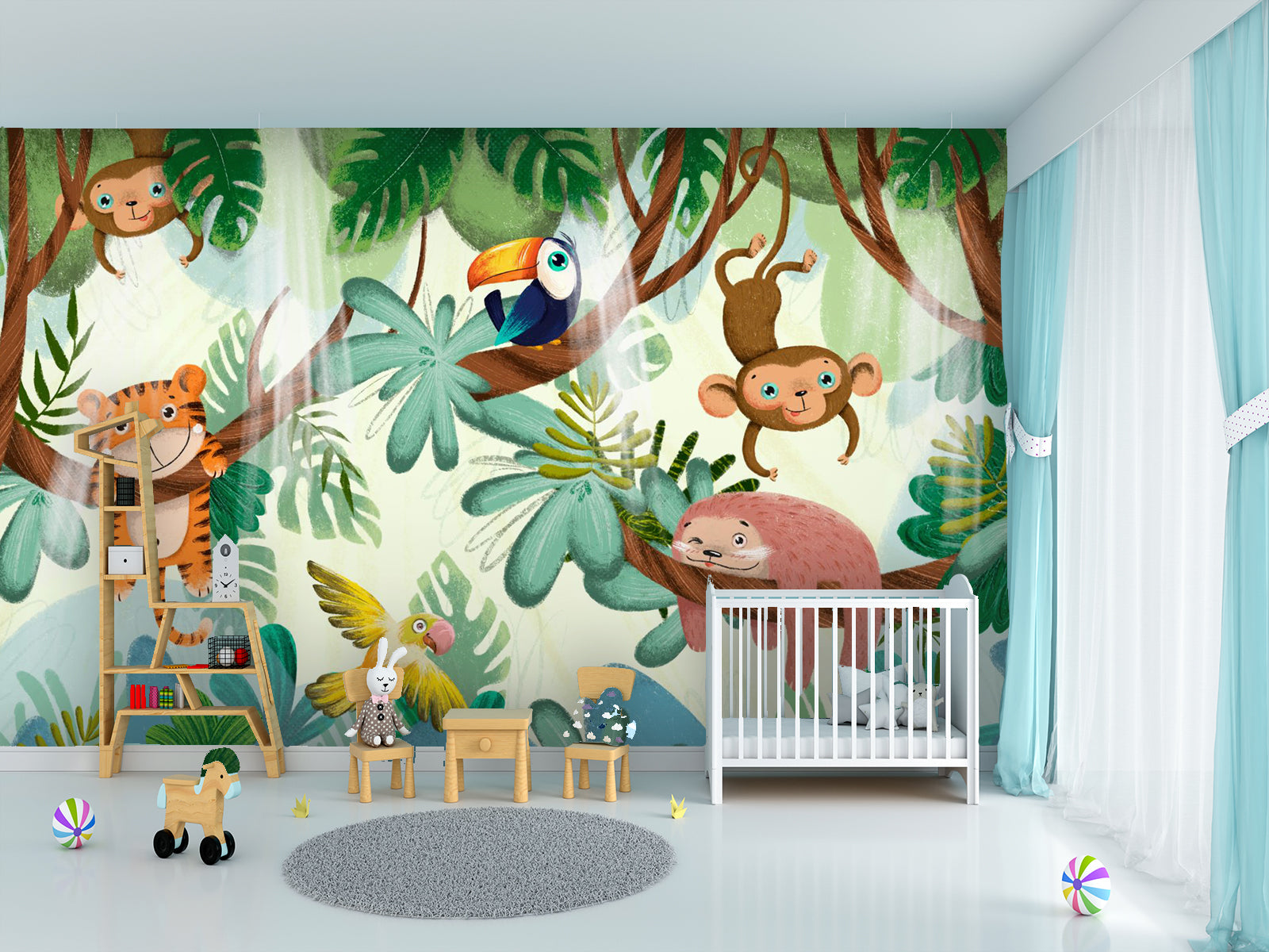 Fototapete Jungle Farbe Tiere