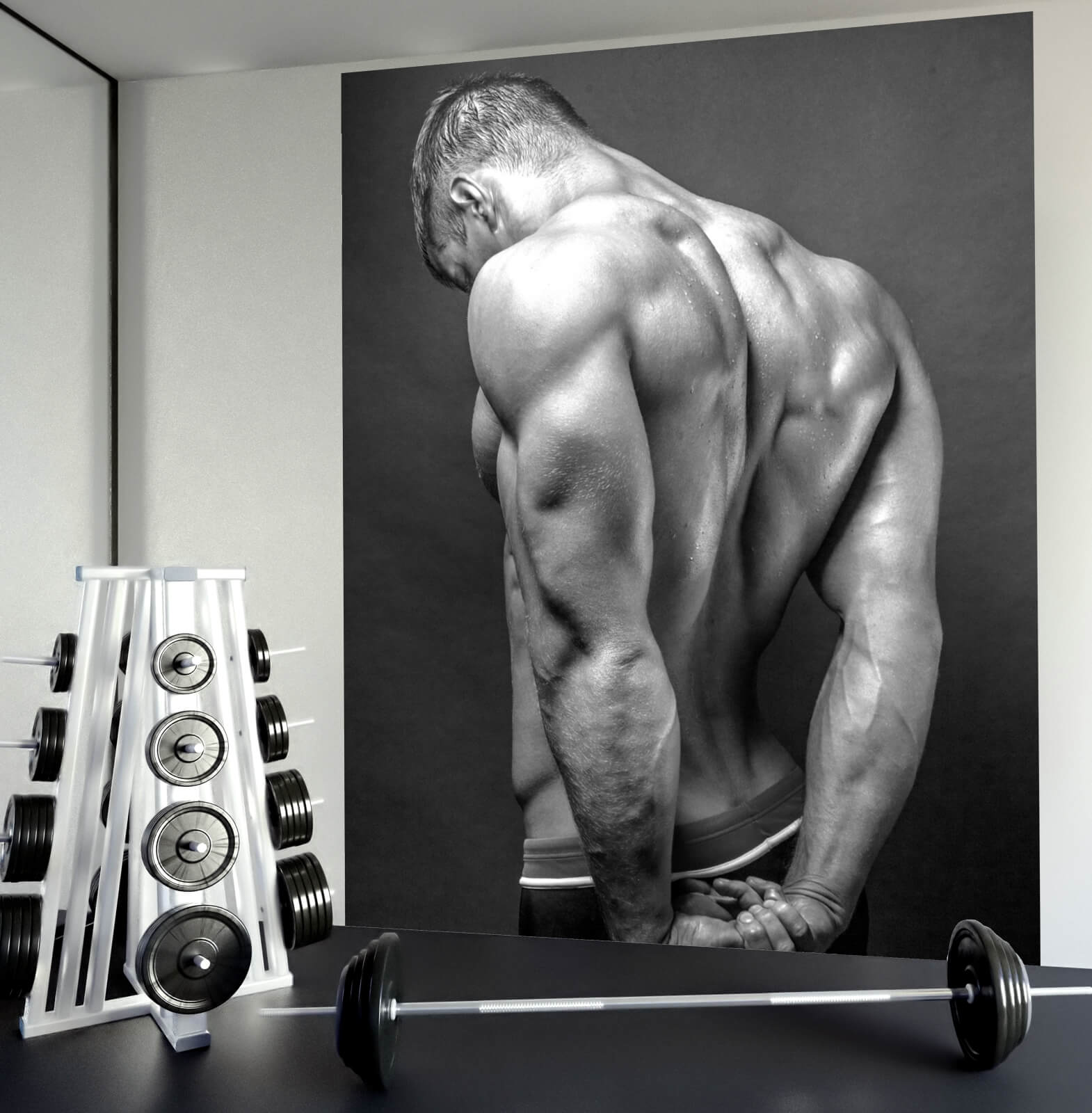 001-poster-vlies-tapete-fitness-bodybuilding-muskeln-delta-schwarz-weiss-ir1