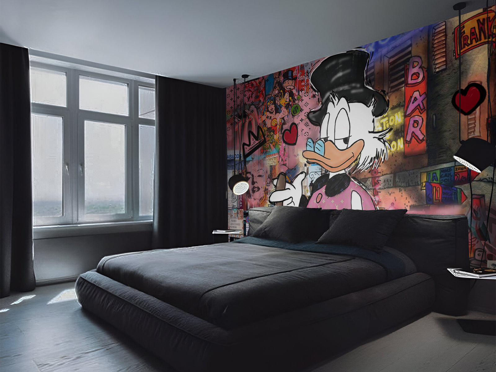 Vlies Tapete XXL Poster Fototapete PINK CITY DUCK