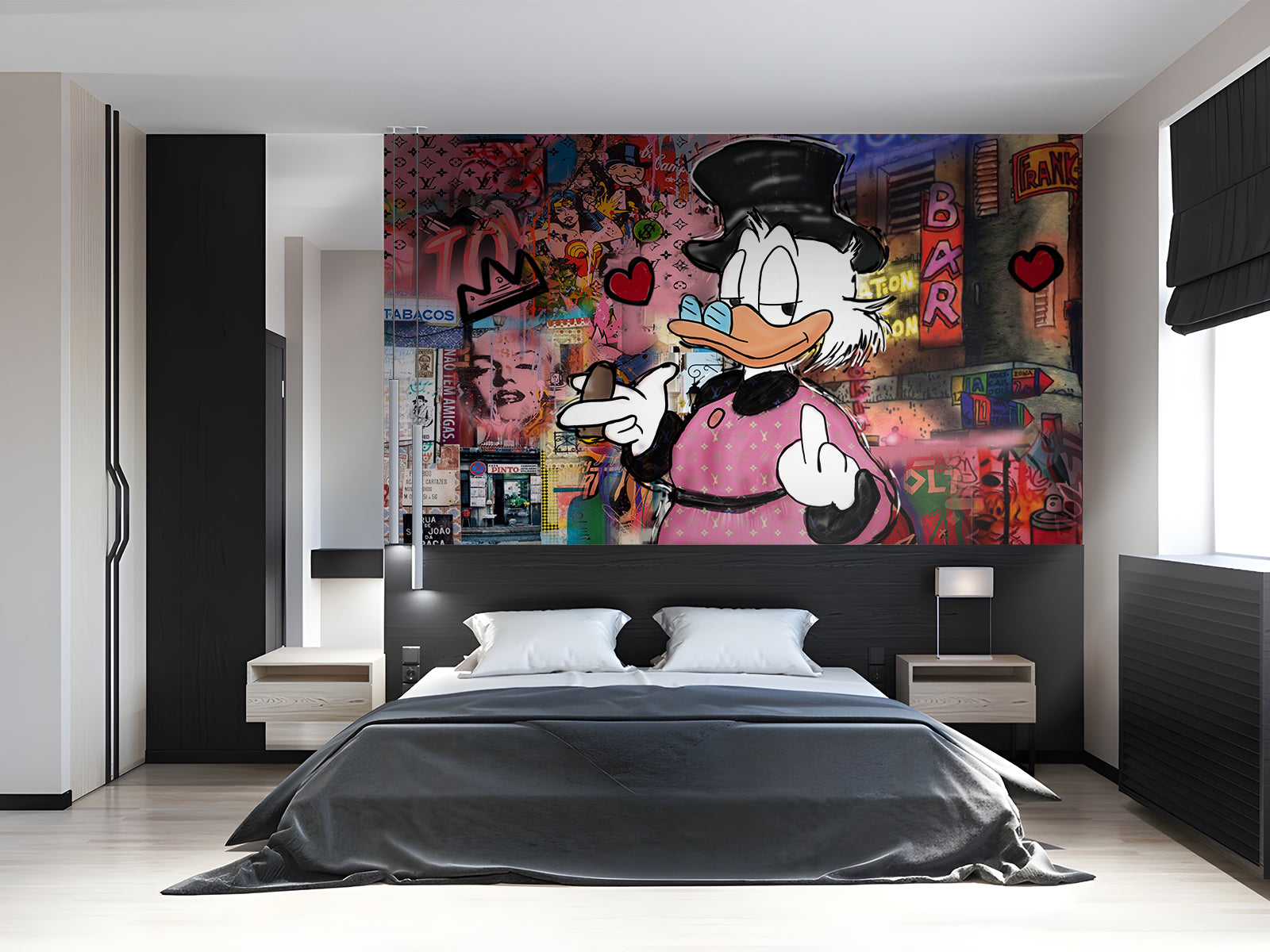 Vlies Tapete XXL Poster Fototapete PINK CITY DUCK
