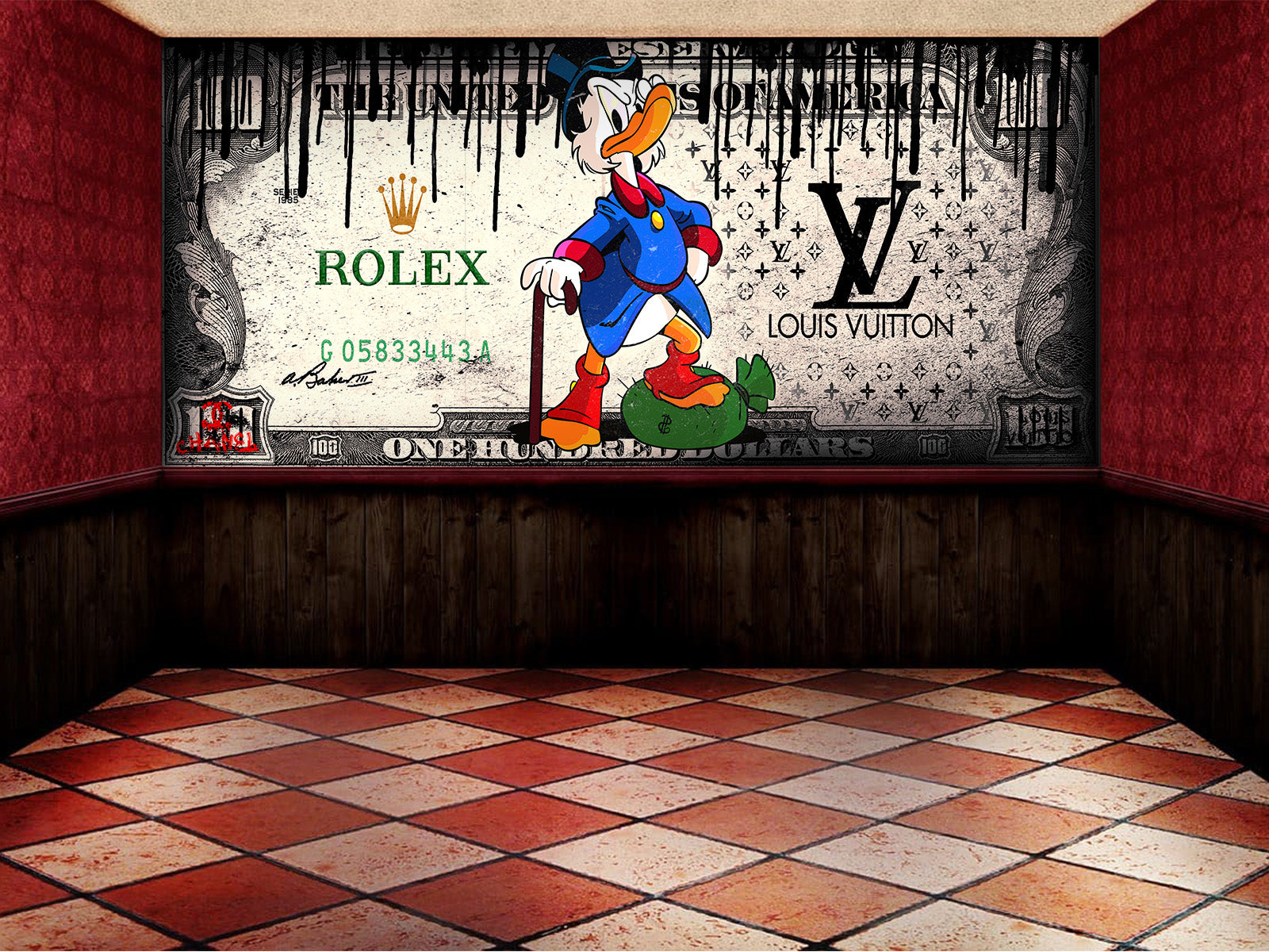 Vlies Tapete XXL Poster Fototapete  SCROOGE DOLLAR BILL