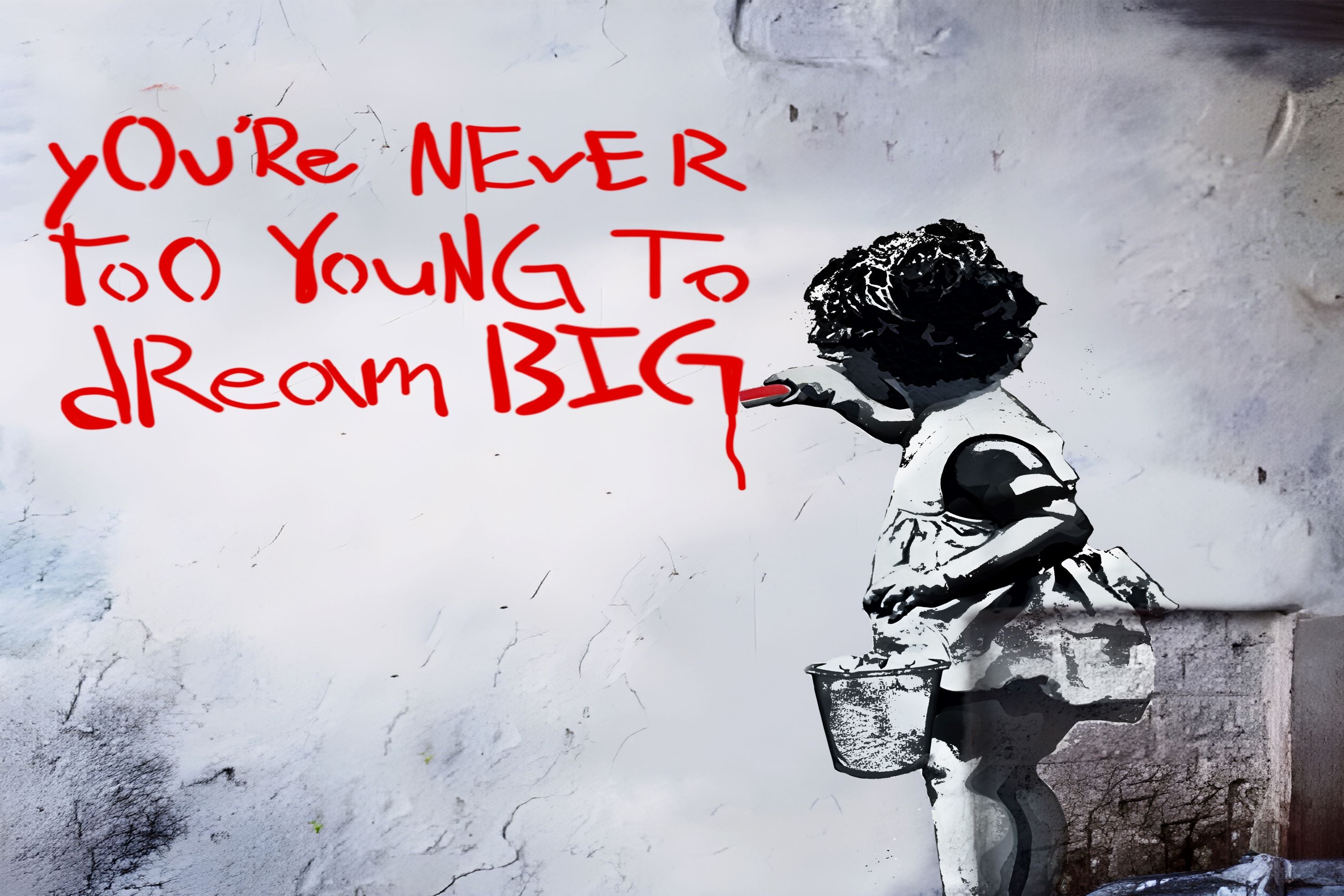 Vlies Tapete XXL Poster Fototapete BANKSY KID DREAM BIG
