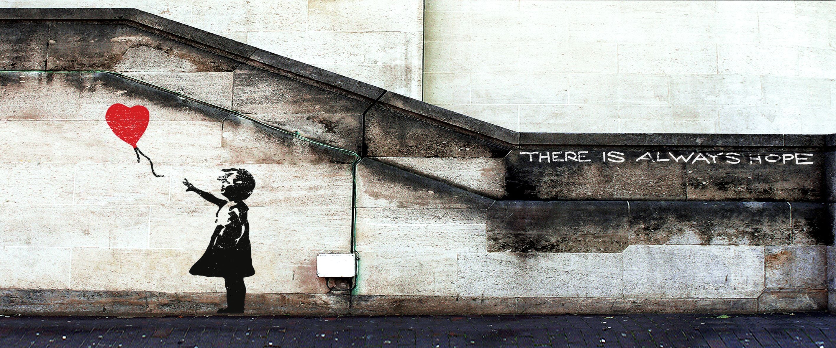 Vlies Tapete XXL Poster Fototapete  BANKSY KID (BALLOON)