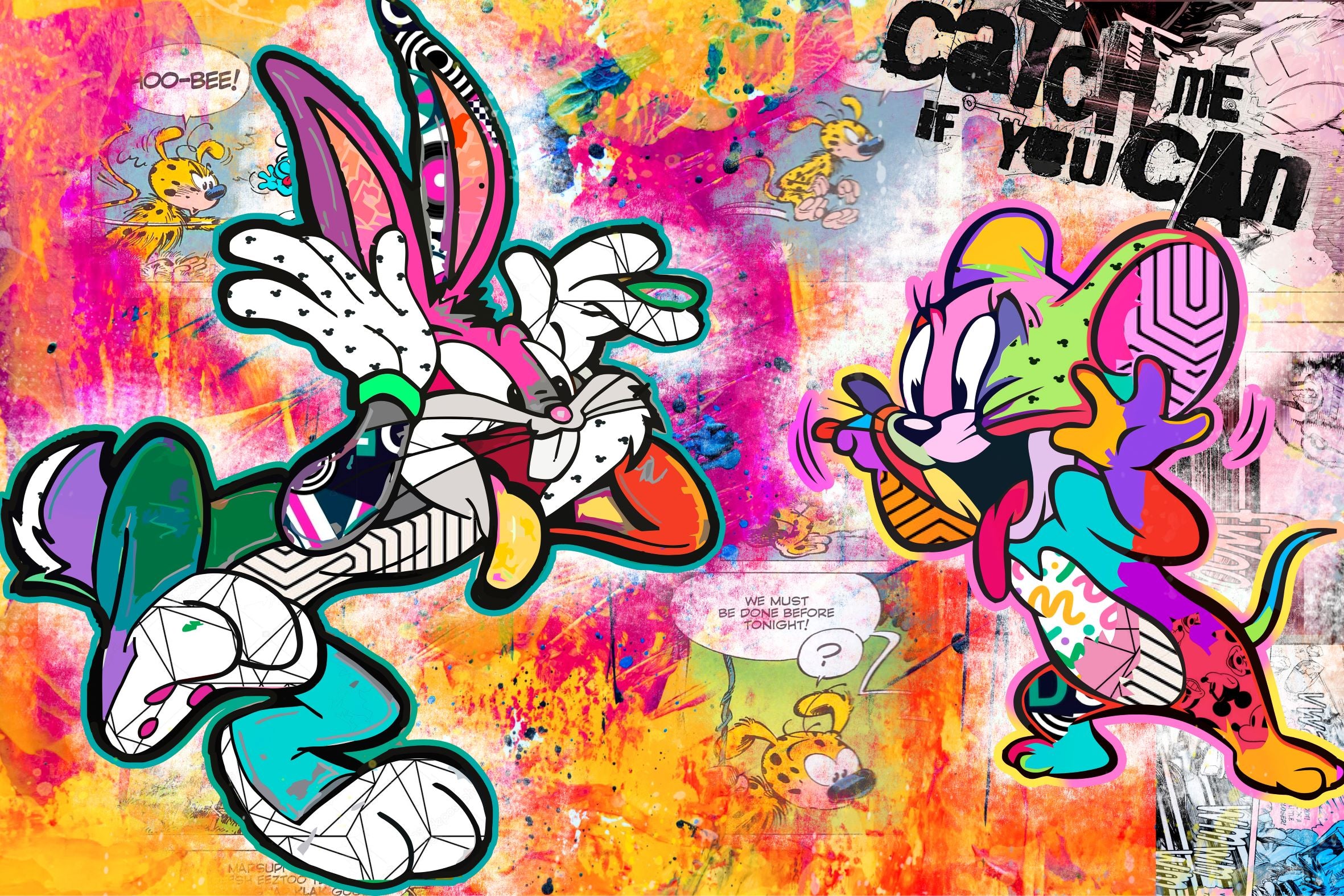 Vlies Tapete XXL Poster Fototapete BUNNY & JERRY