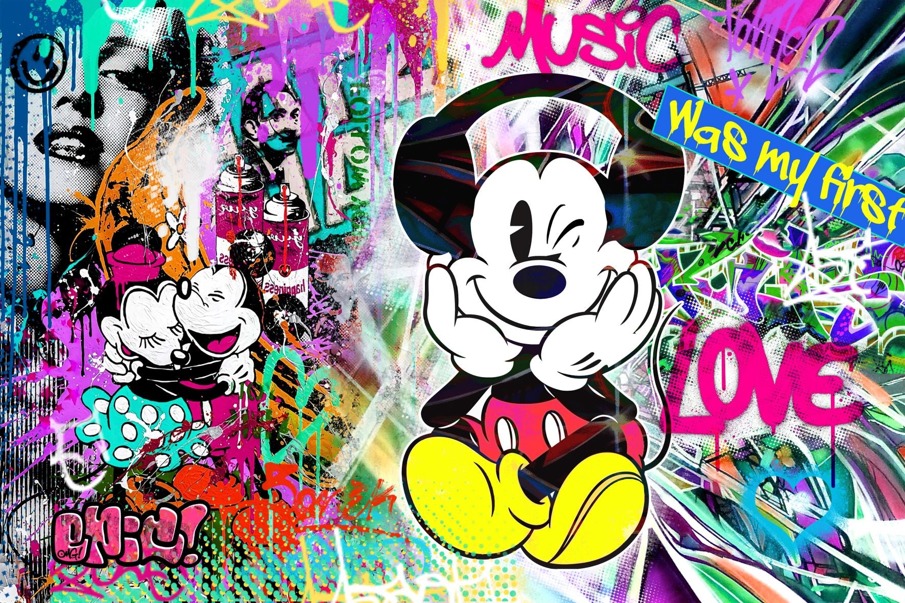 Vlies Tapete XXL Poster Fototapete MICKEY MINNIE LOVE ART