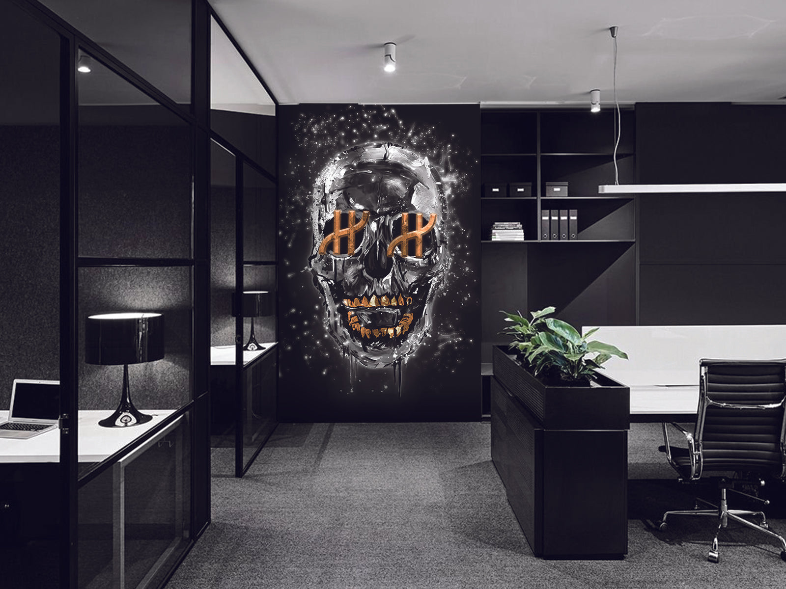 Vlies Tapete XXL Poster Fototapete SKULL SILVER
