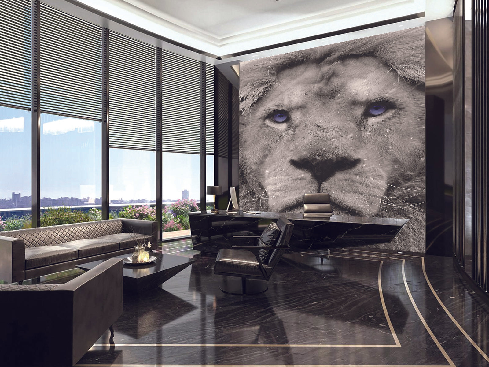 Vlies Tapete XXL Poster Fototapete lion stay focused