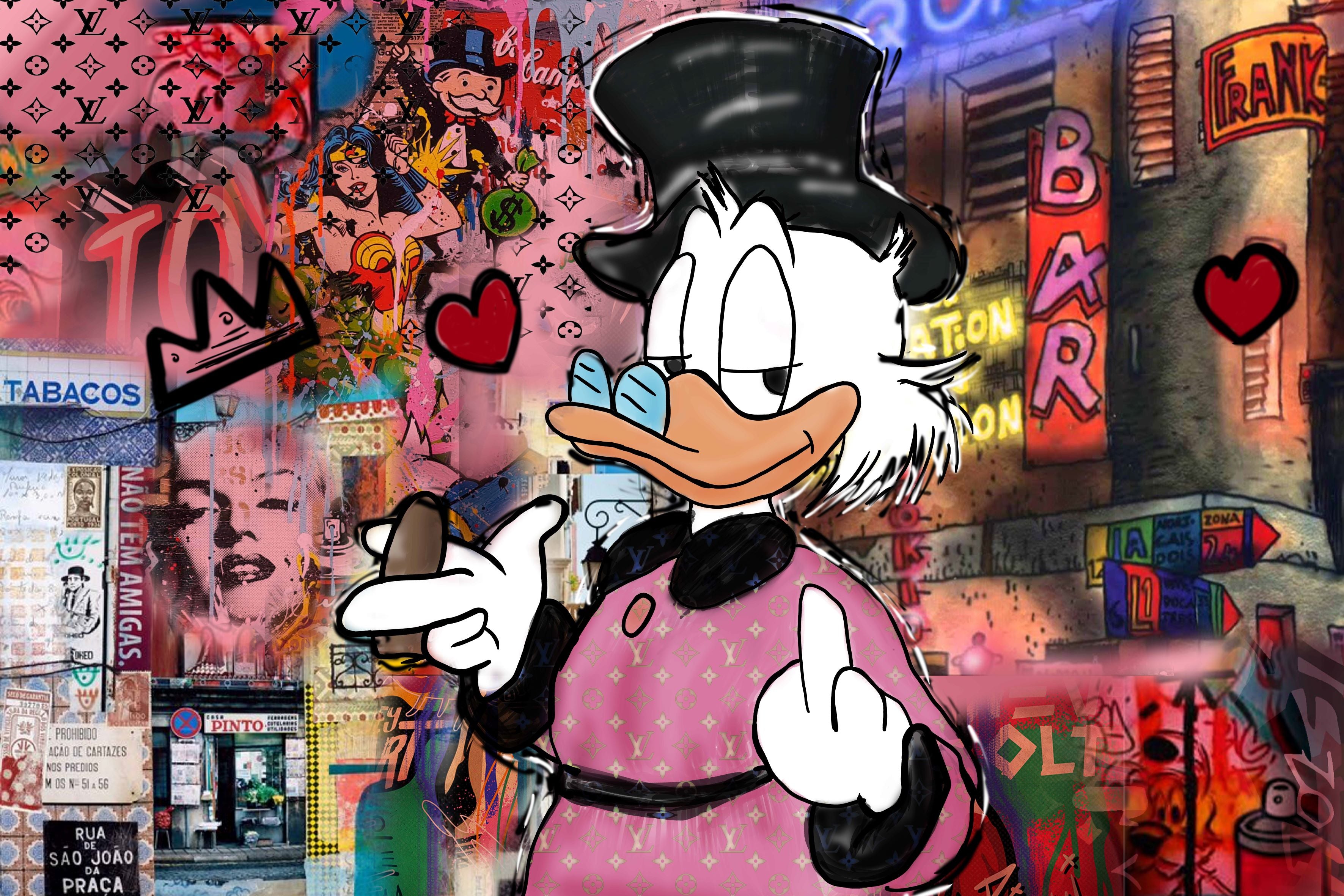 Vlies Tapete XXL Poster Fototapete PINK CITY DUCK