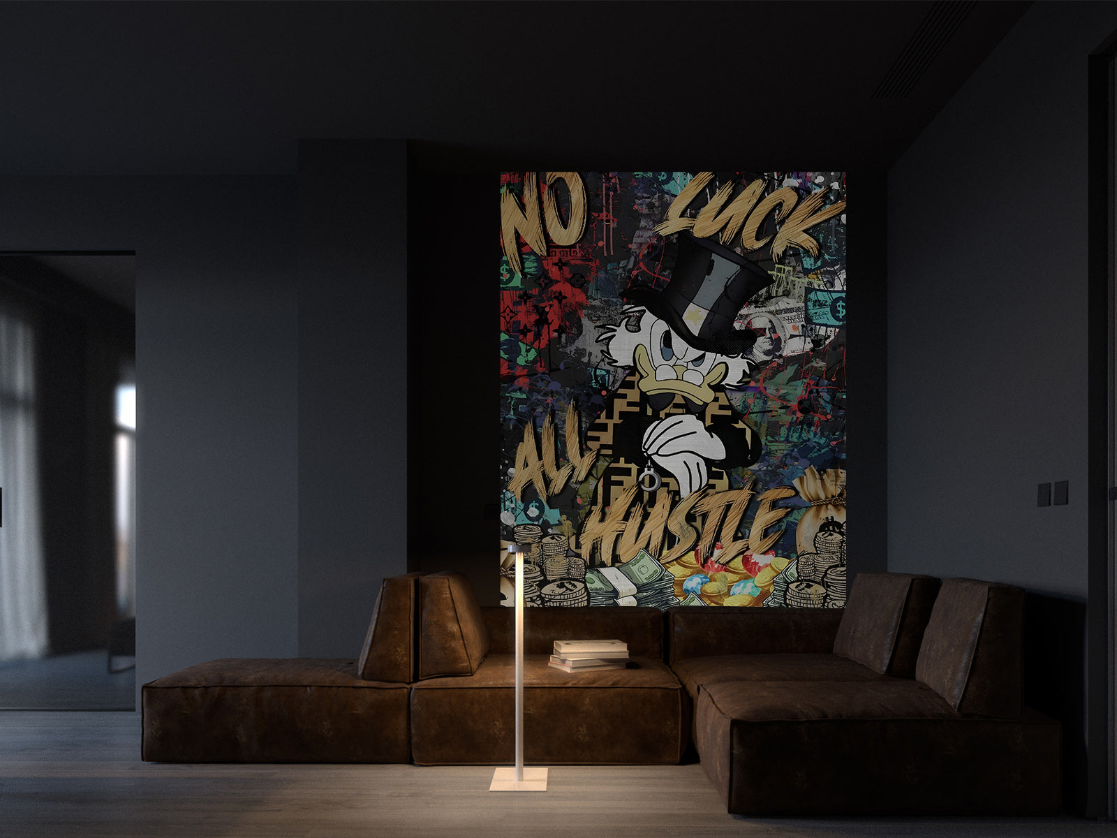 Vlies Tapete XXL Poster Fototapete NO LUCK ALL HUSTLE