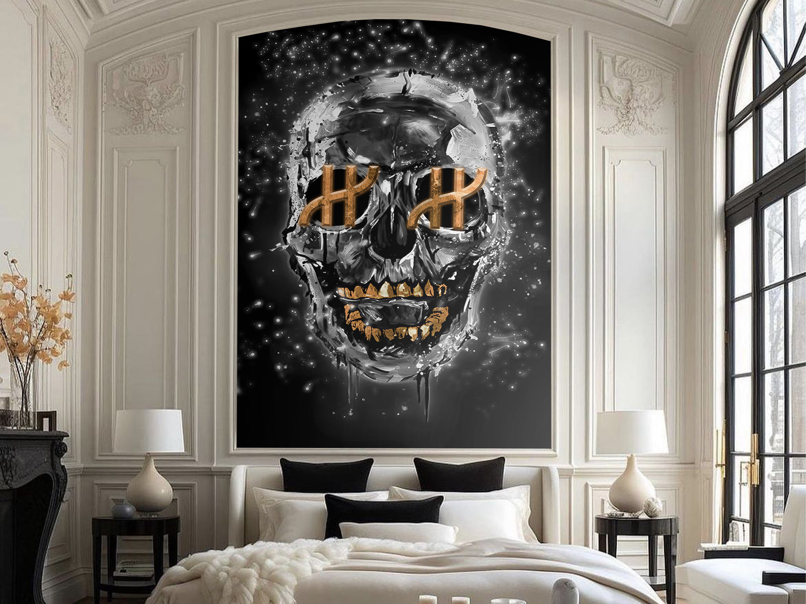 Vlies Tapete XXL Poster Fototapete SKULL SILVER