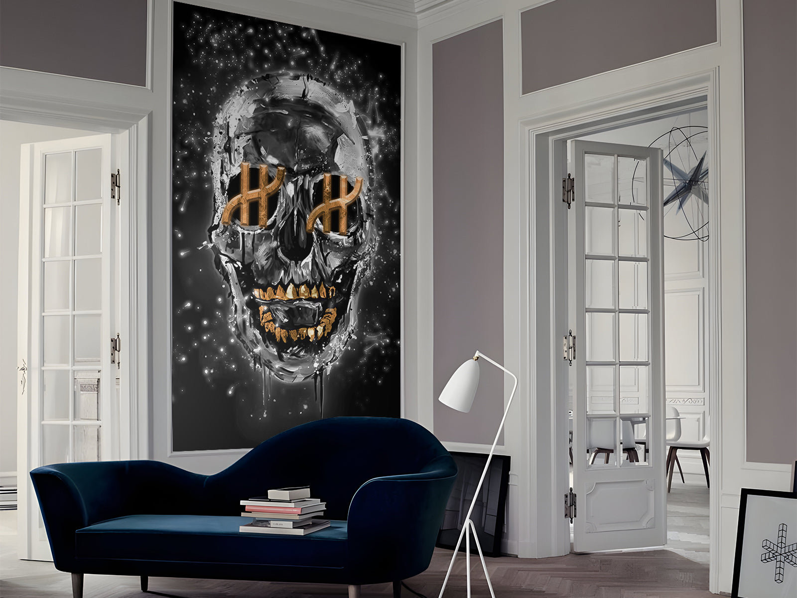 Vlies Tapete XXL Poster Fototapete SKULL SILVER