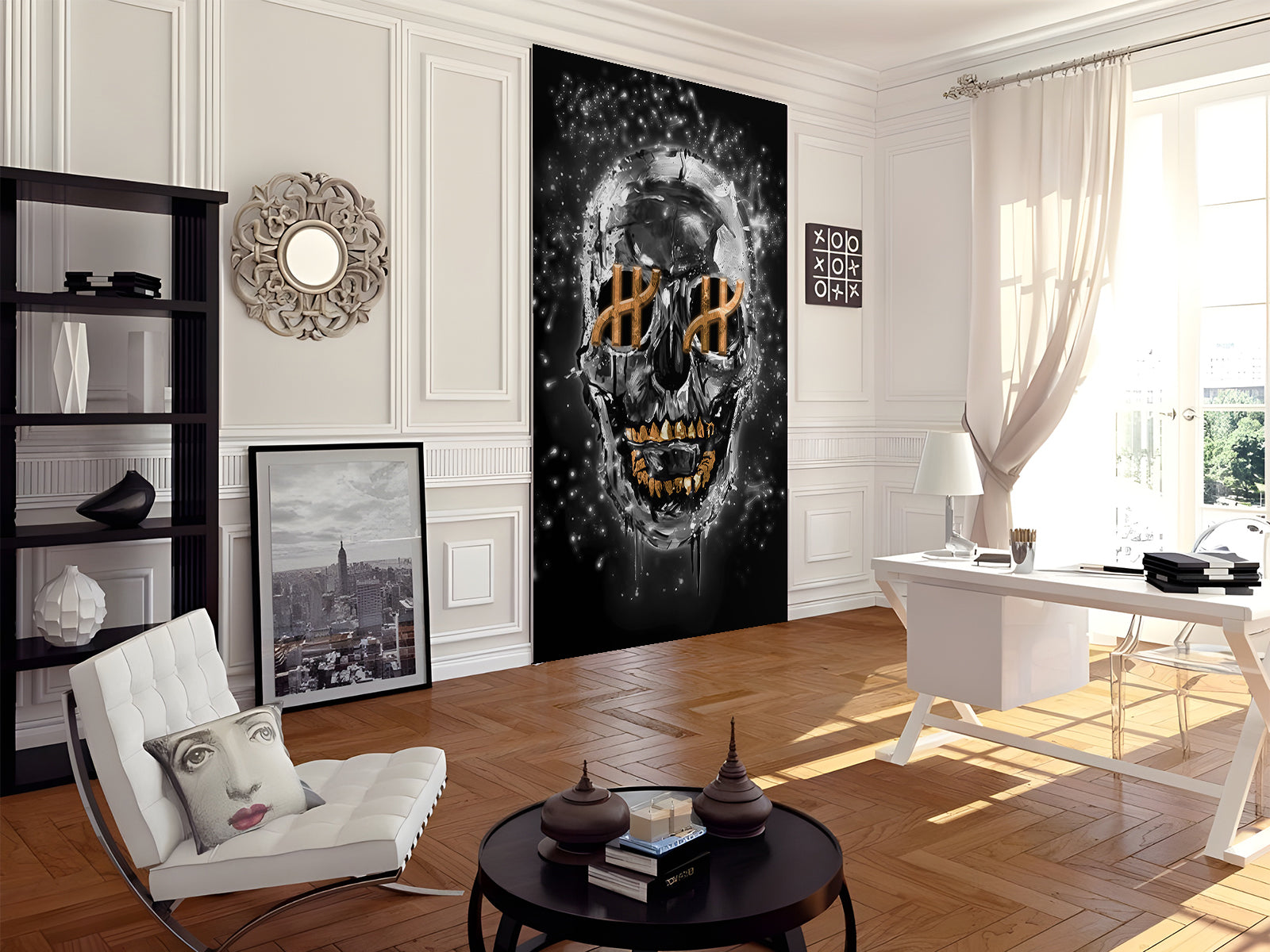 Vlies Tapete XXL Poster Fototapete SKULL SILVER