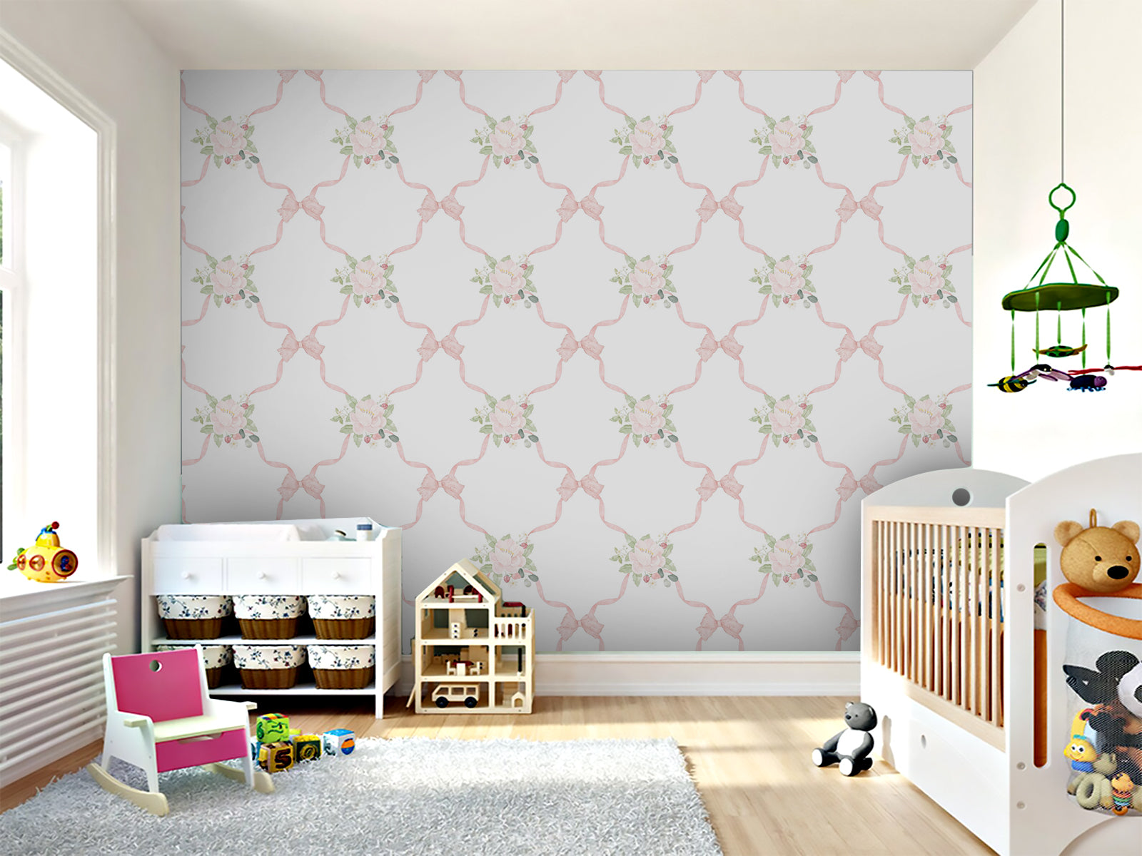 Vlies Tapete XXL Poster Fototapete Kinder Mädchen Blüme Rosa