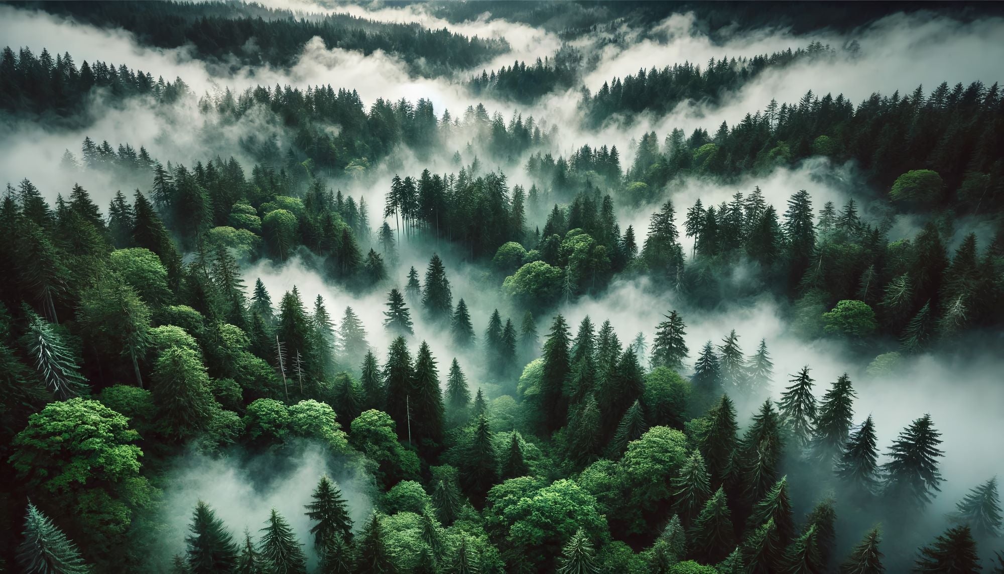 Vlies Tapete XXL Poster Fototapete Waldgebiet im Nebel