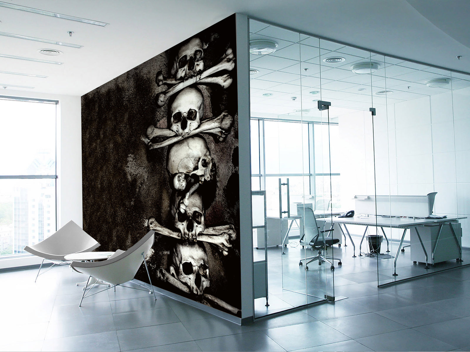 Vlies Tapete XXL Poster Fototapete Totenkopf Knochen Turm