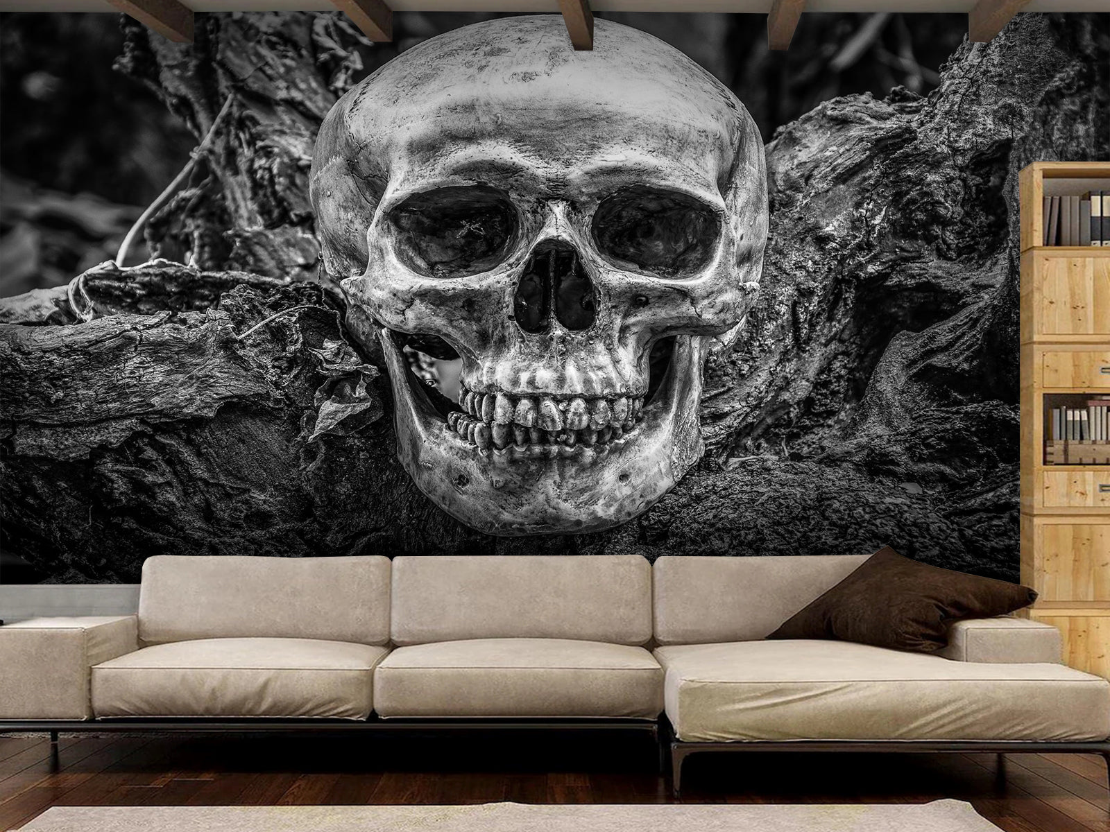 Vlies Tapete XXL Poster Fototapete Totenkopf im Wald